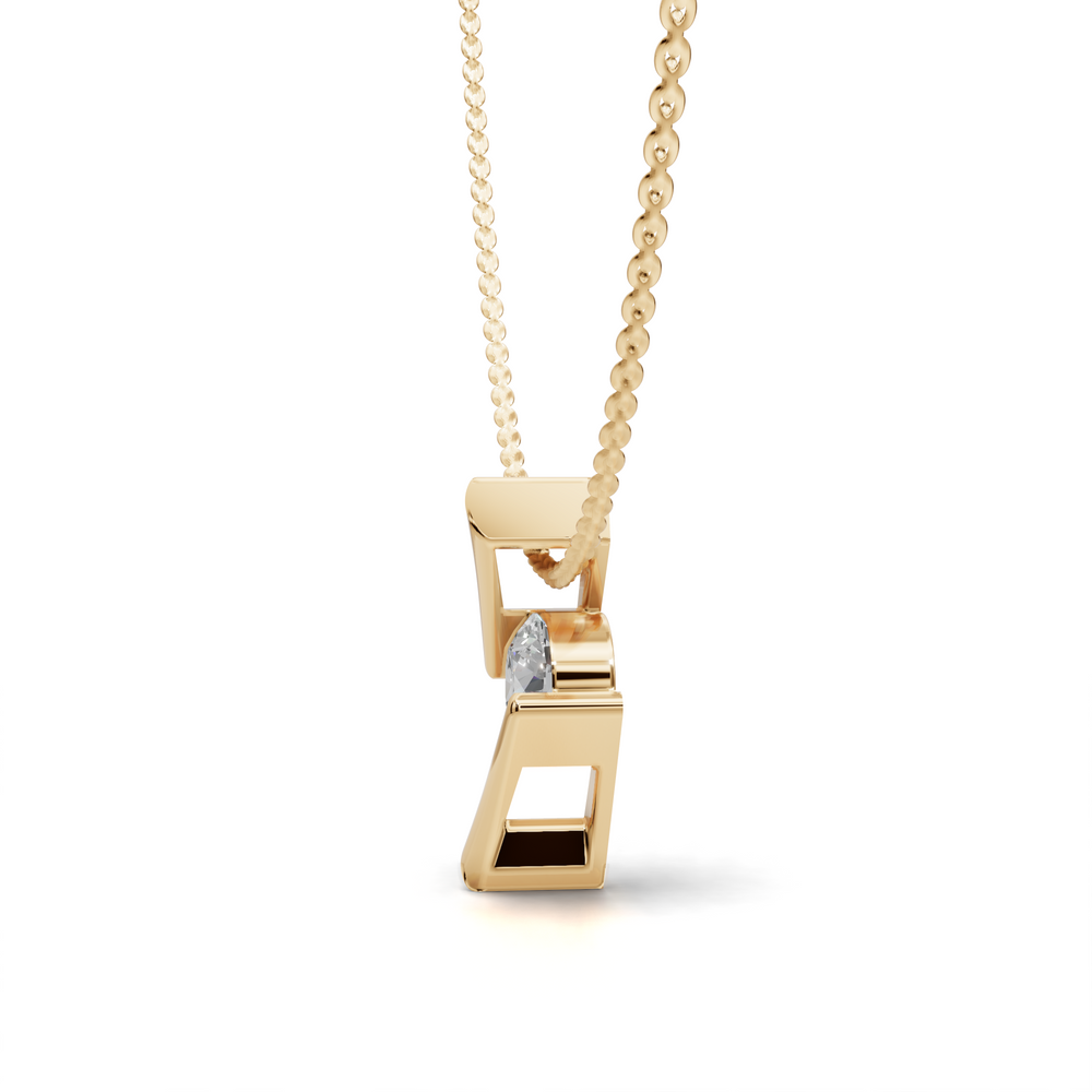 Modern Diamond Pendant Necklace - Geometric Design