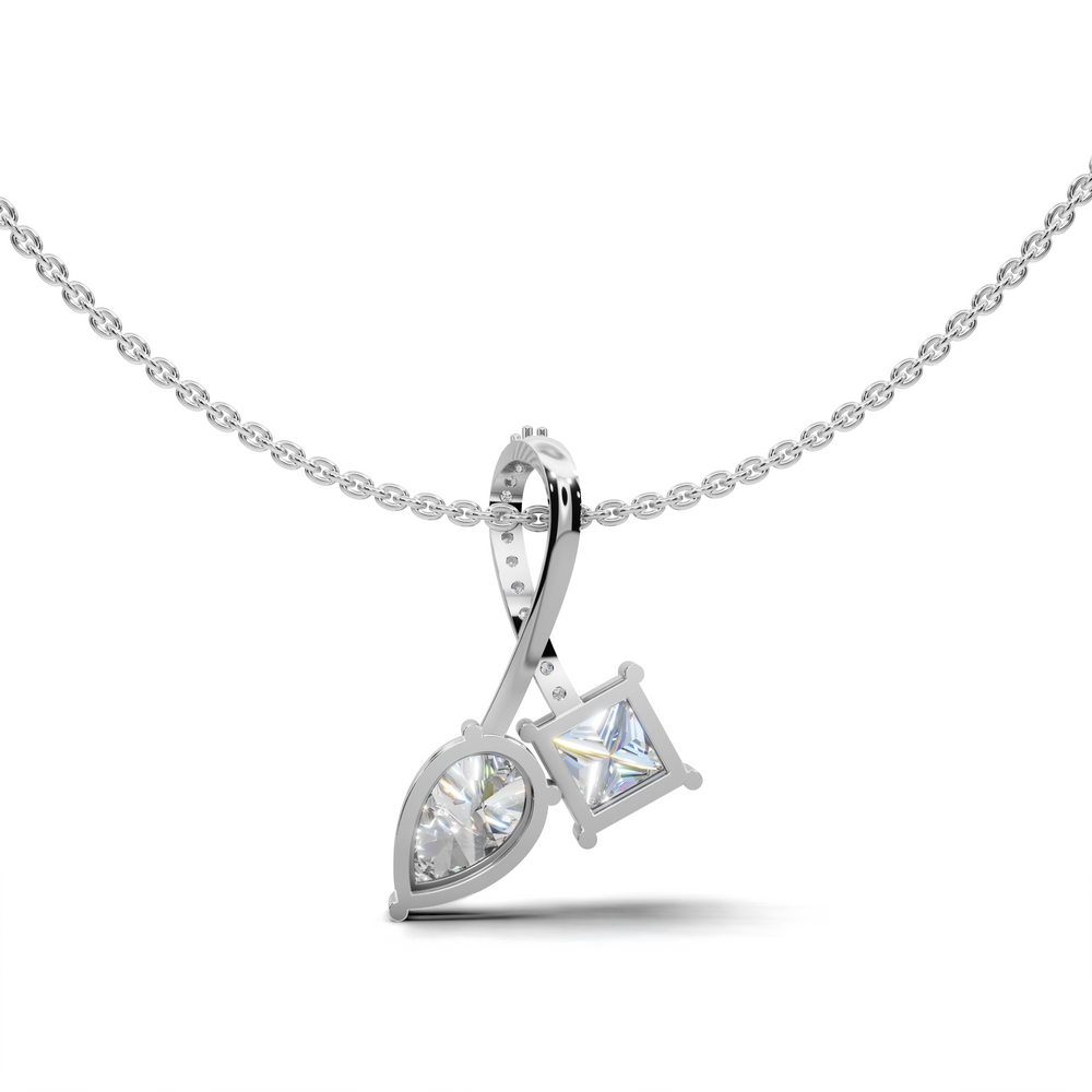 Princess-Cut and Pear-Shaped Diamond Pendant Necklace