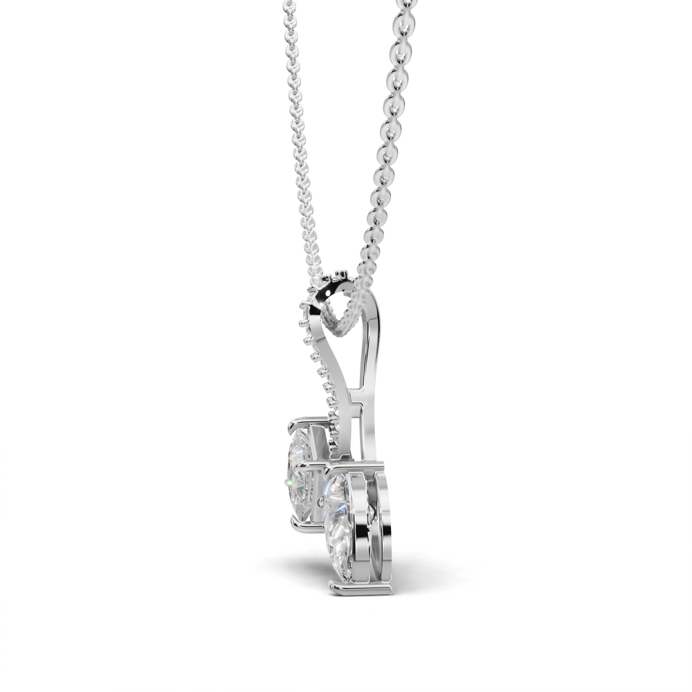 Princess-Cut and Pear-Shaped Diamond Pendant Necklace