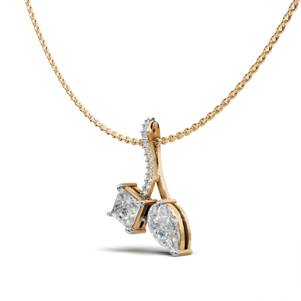 Princess-Cut and Pear-Shaped Diamond Pendant Necklace