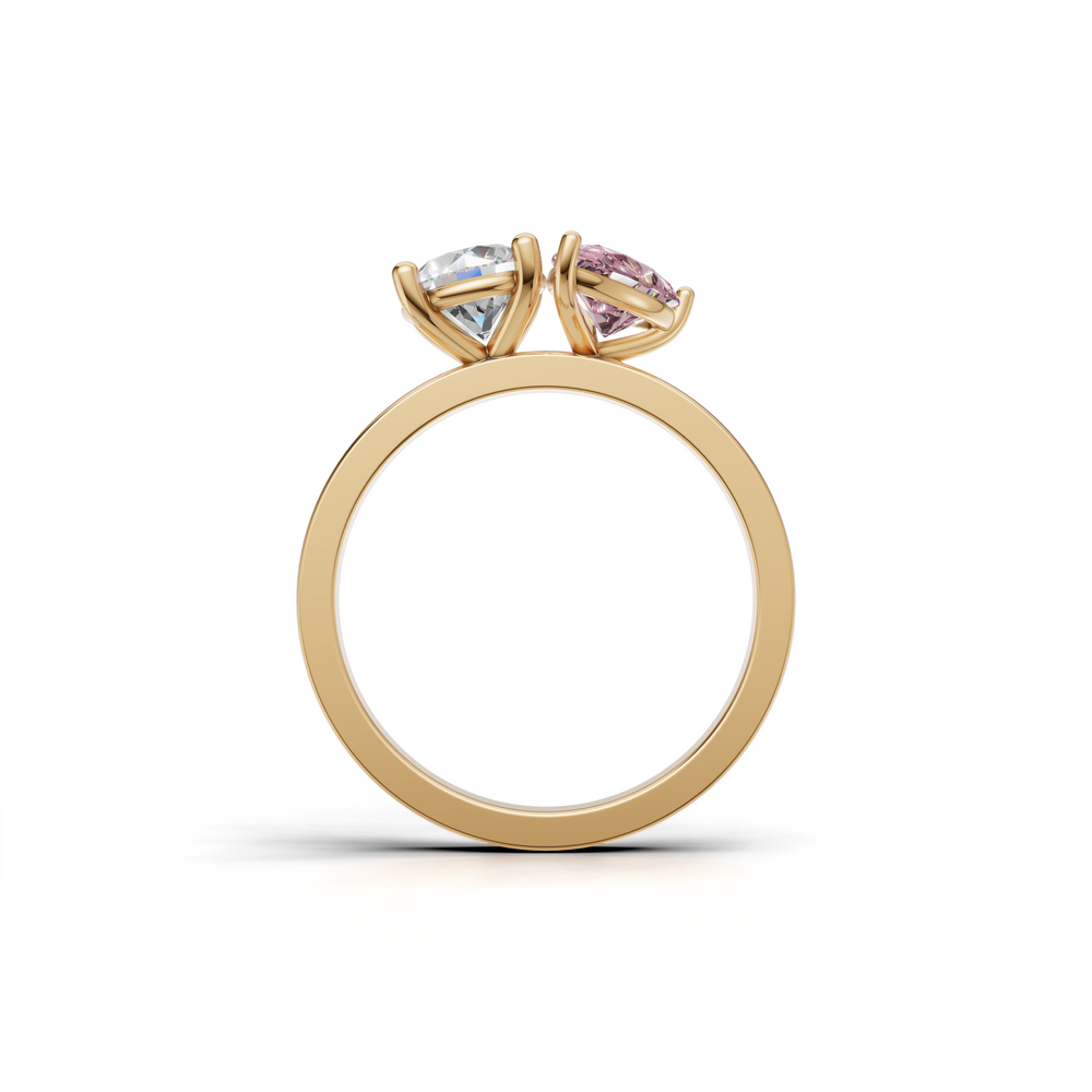 Ring featuring a unique design with two prominent gemstones