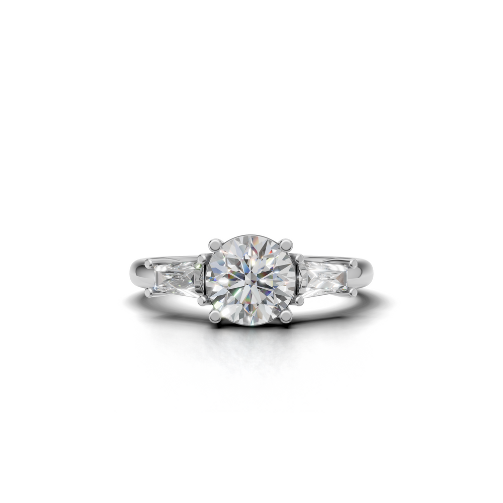 Round-cut engagement ring with a sleek, modern design