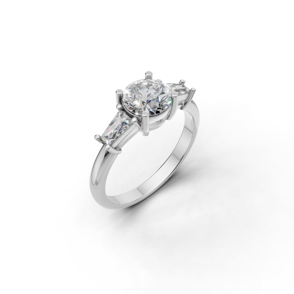 Round-cut engagement ring with a sleek, modern design