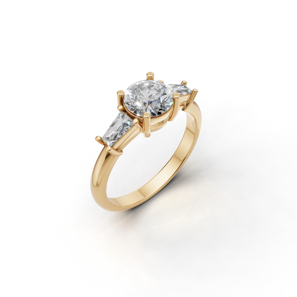 Round-cut engagement ring with a sleek, modern design