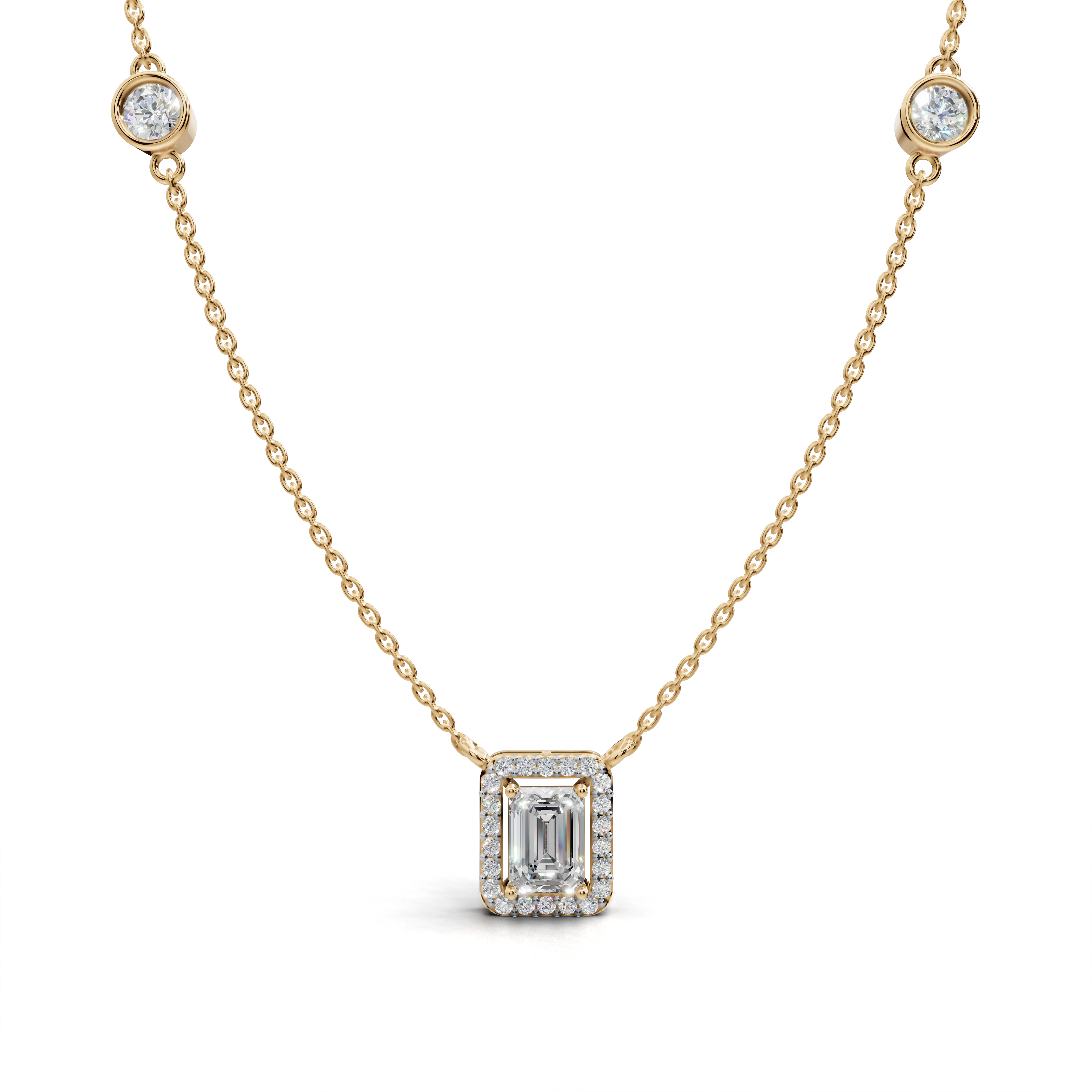 Bezel Set Diamond Necklace - LWPD-0320