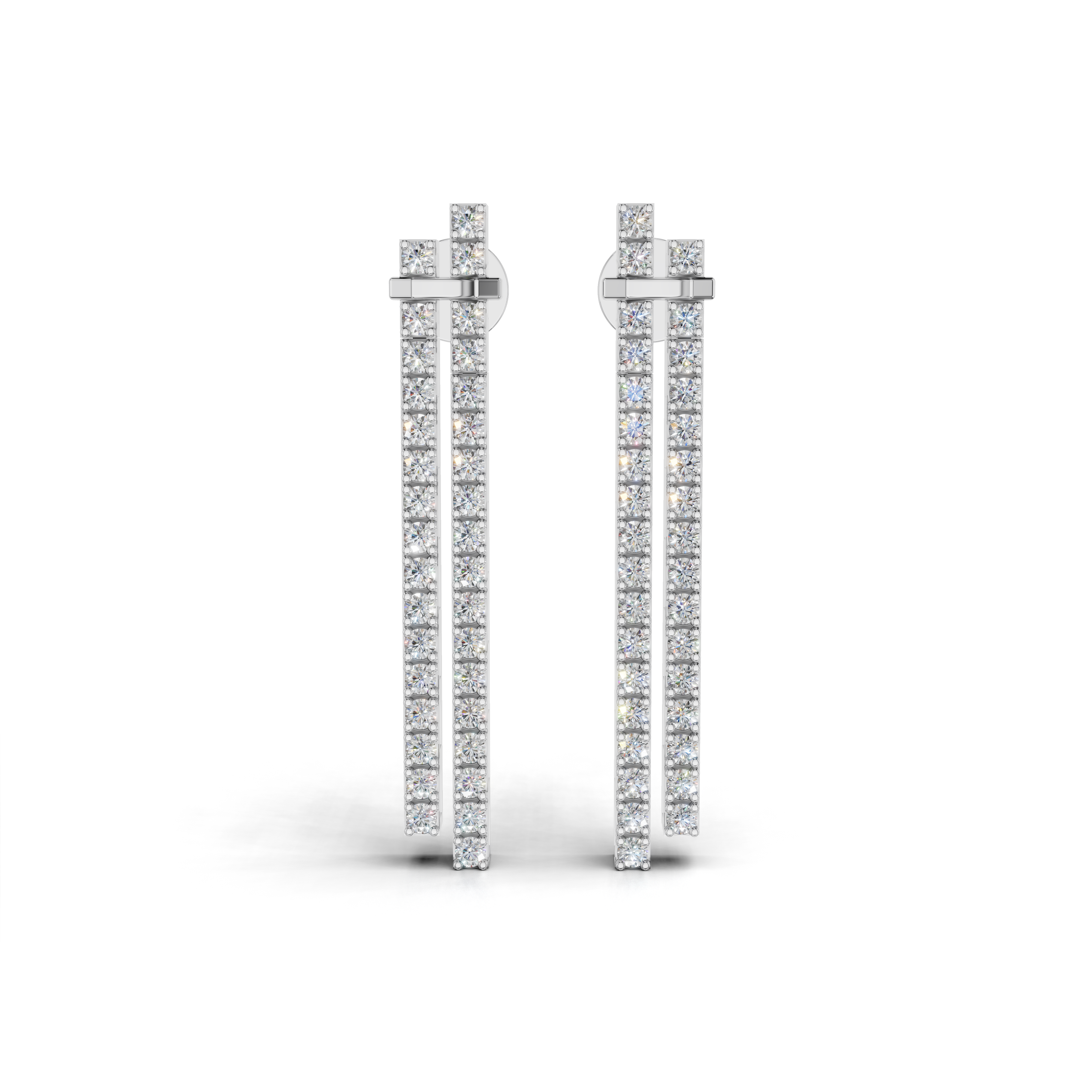Diamond linear drop earrings