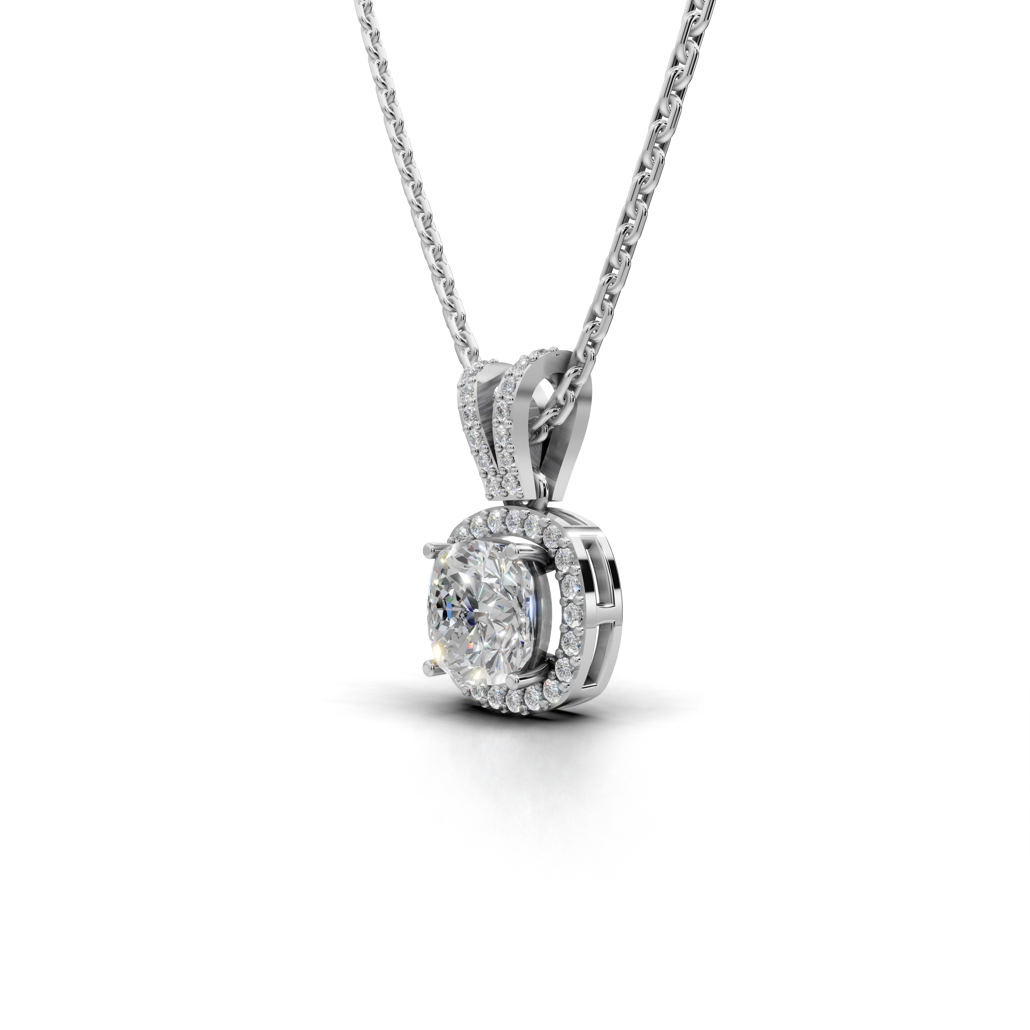 Exquisite Cushion-Cut Diamond Halo Pendant