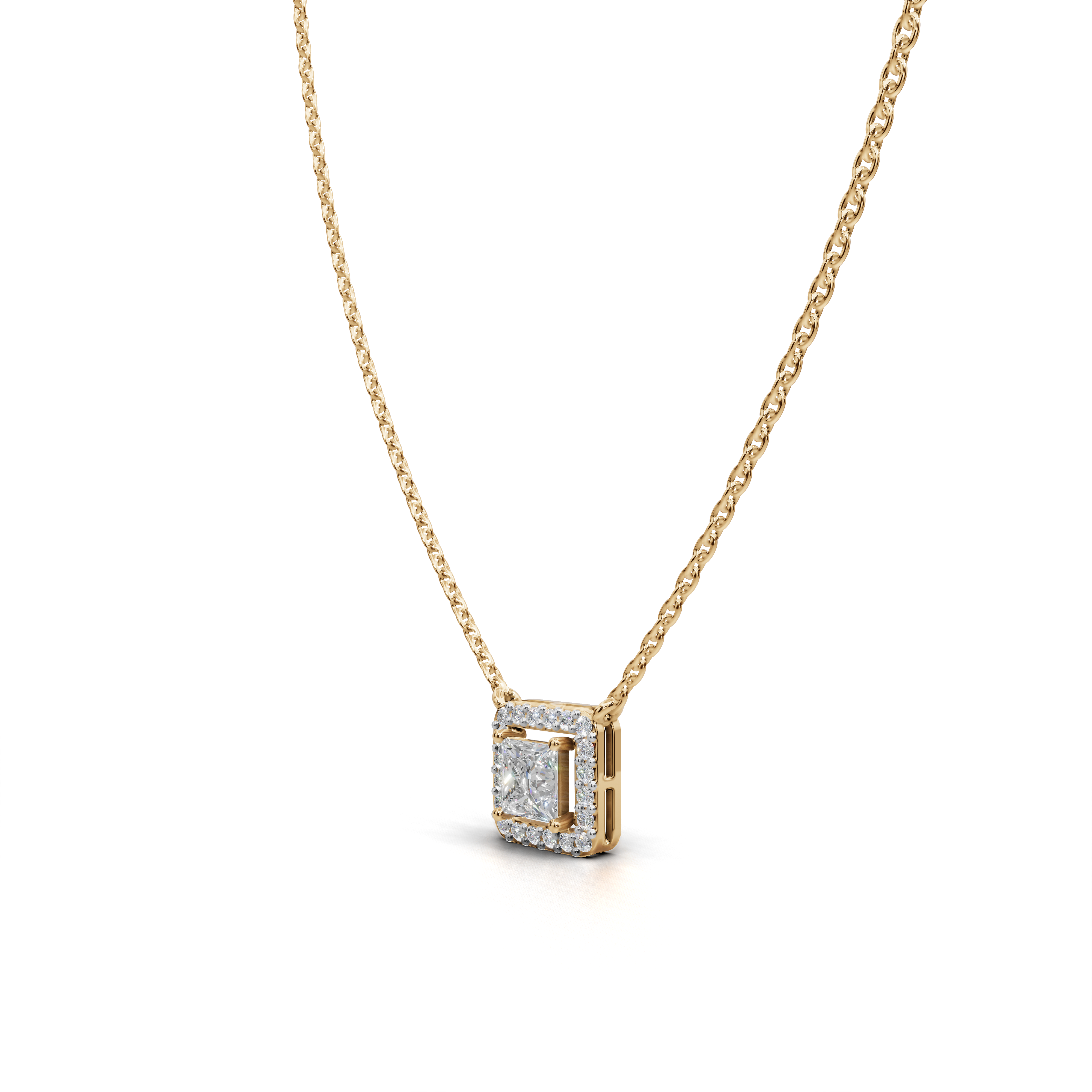 Classic LGD Halo Pendant Necklace with Timeless Diamond Surround – LWPD-0319