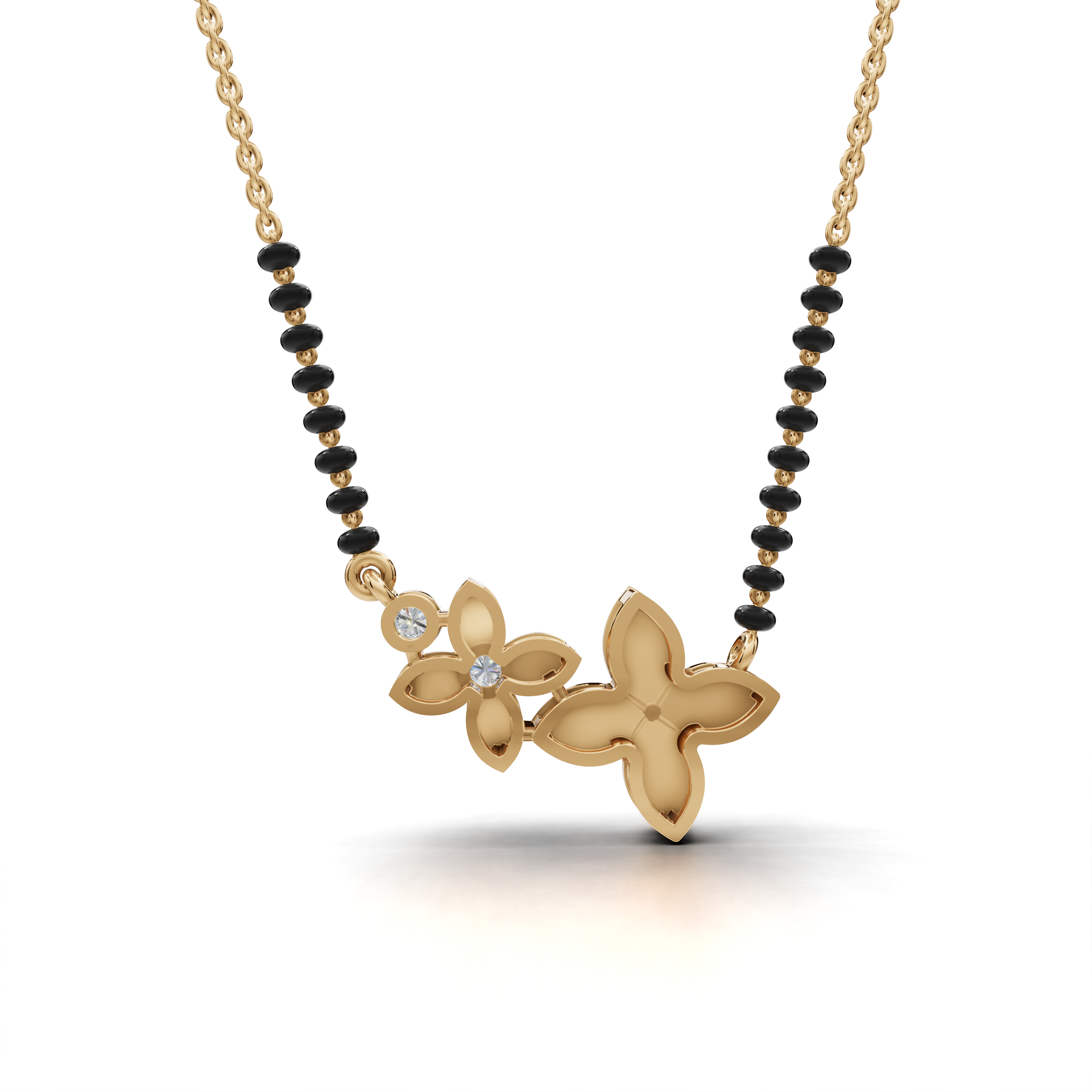 Diamond Mangalsutra Pendant - Floral Design