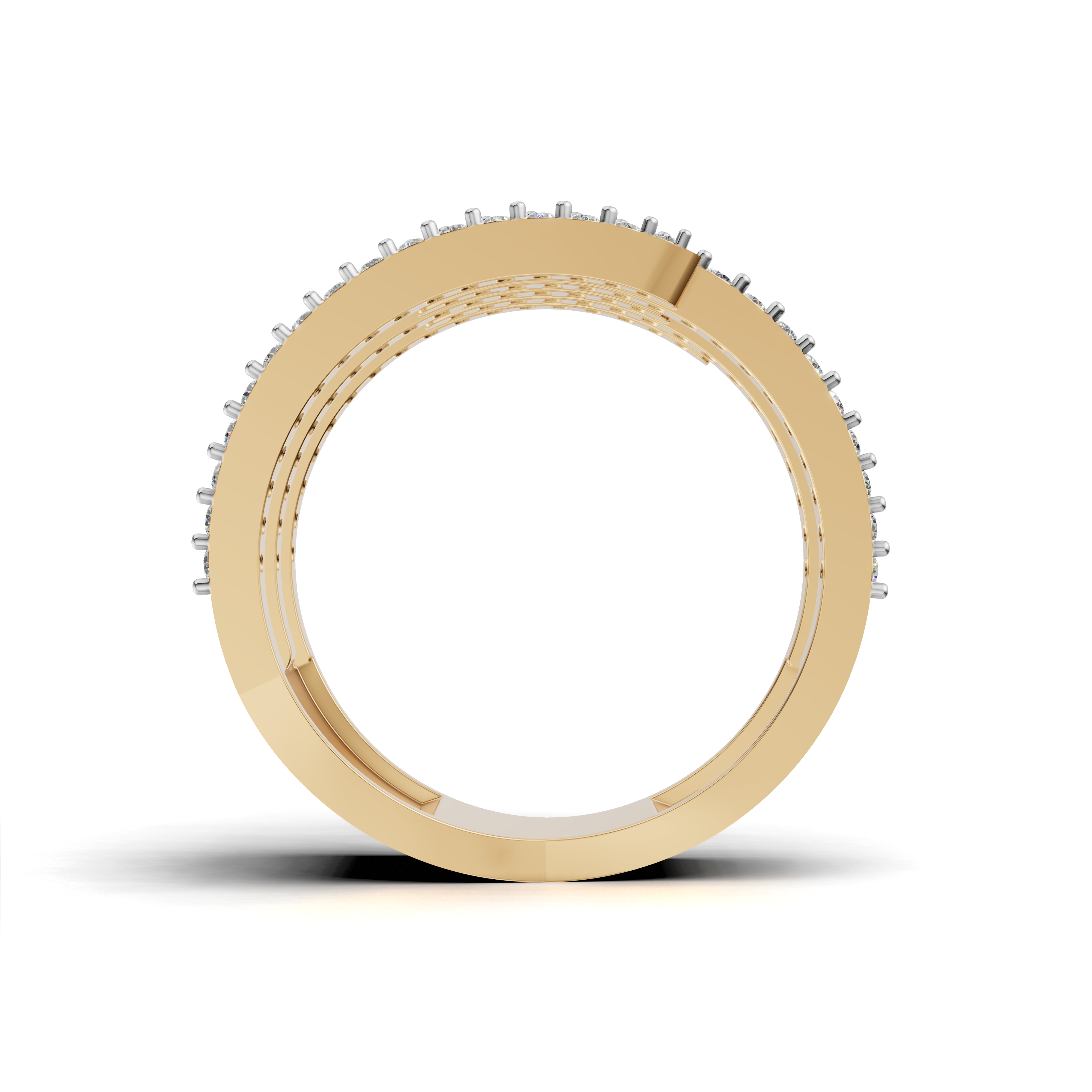 Round LGD Spiral Multi-Band Ring with Flowing Diamond Swirl Pattern – HWLR-0081