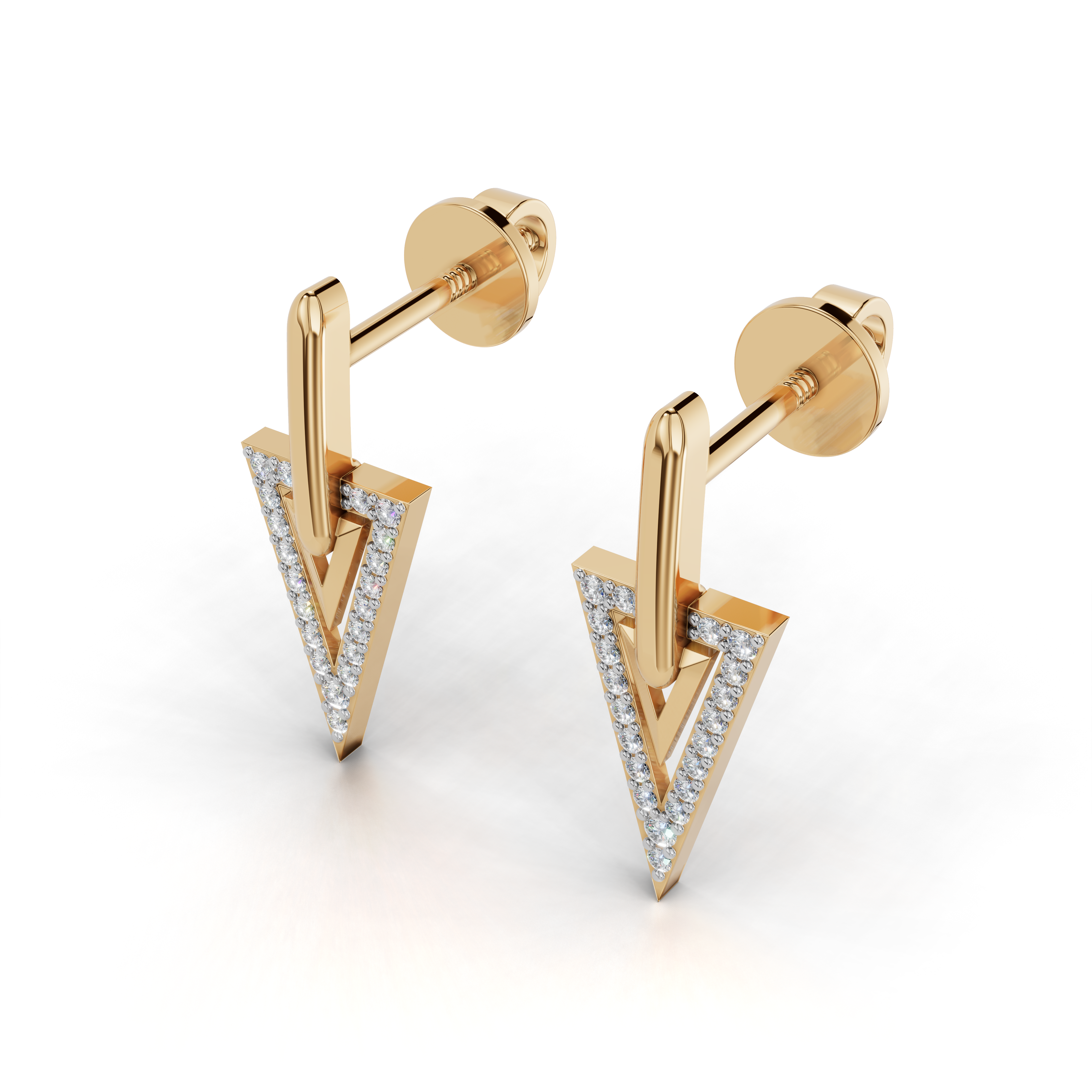 Geometric Triangle LGD Drop Earrings with Minimalist Diamond Outline – LWPD-0329-ER