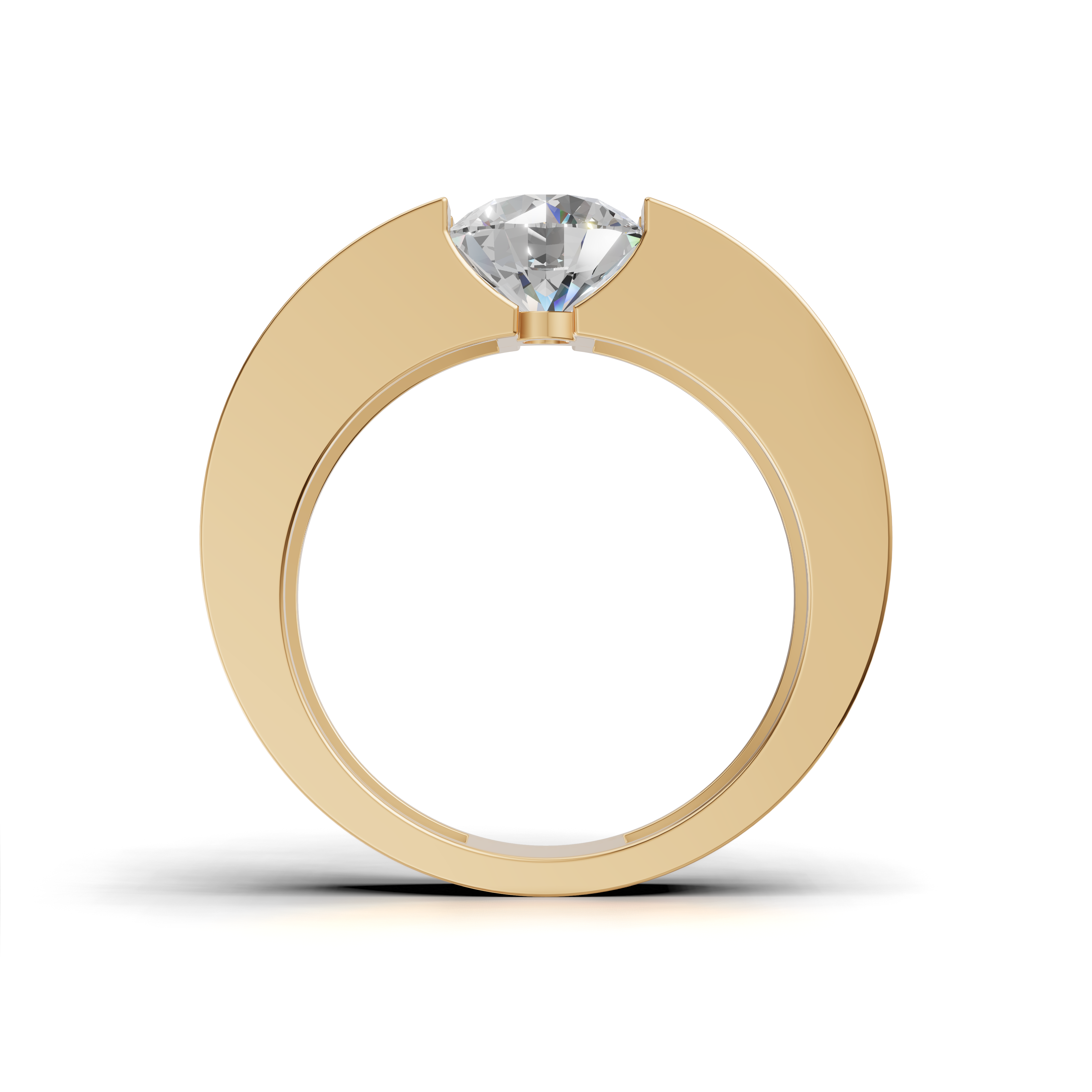 Round Brilliant LGD Geometric Engagement Ring with Bold Wide-Band Design – HWGR-0197