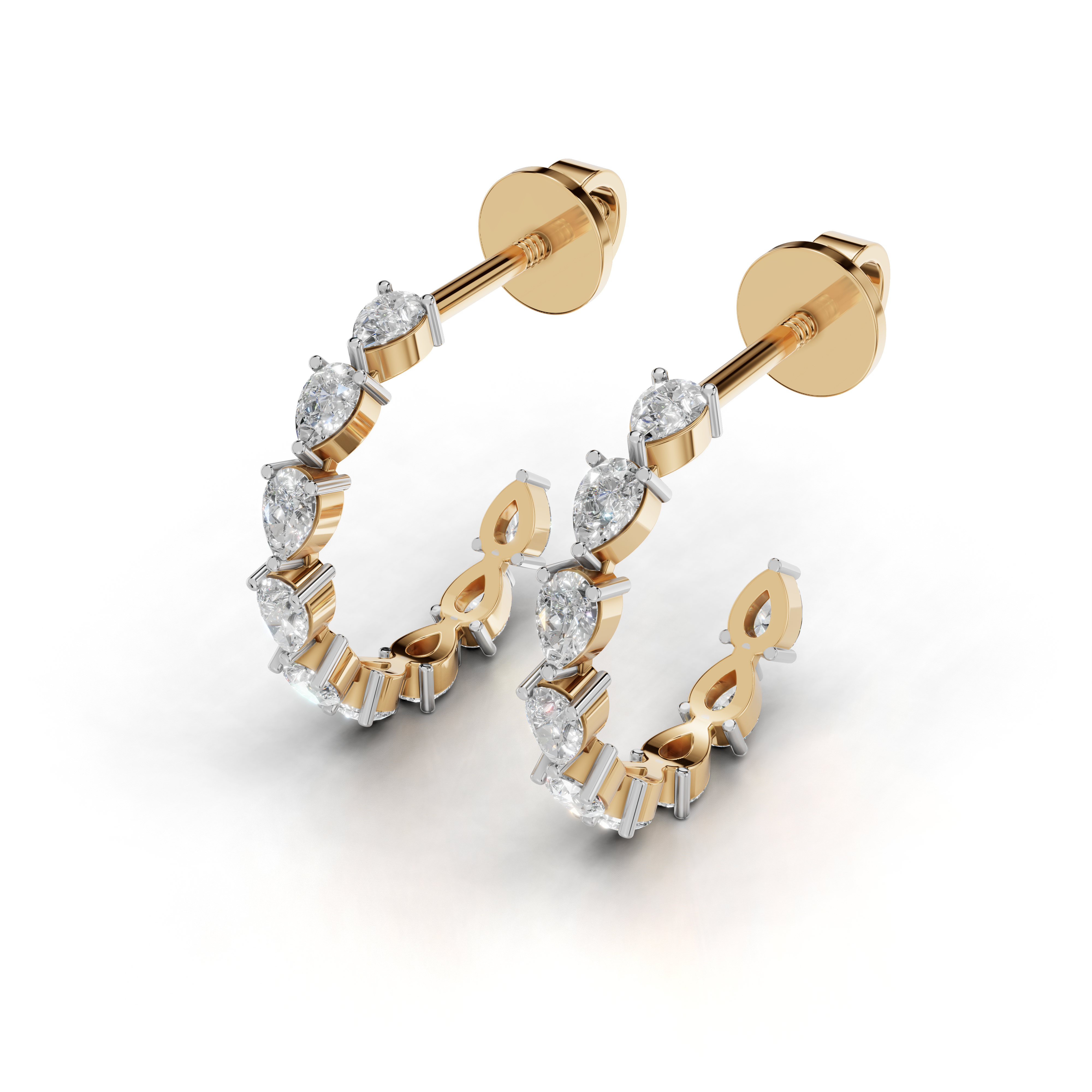 Elegant Diamond Hoop Earrings set - HPER-0008