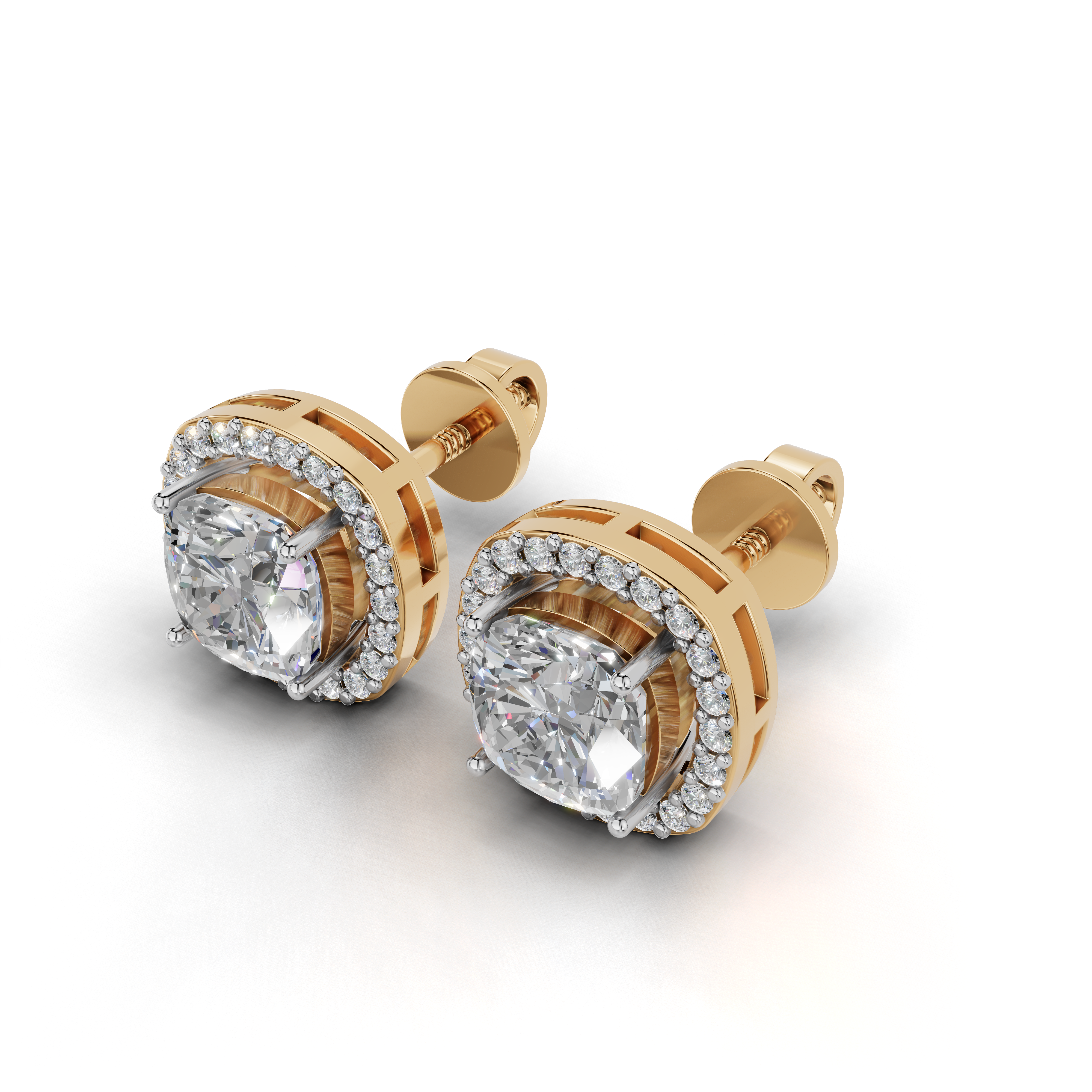 Cushion Cut Halo Earrings