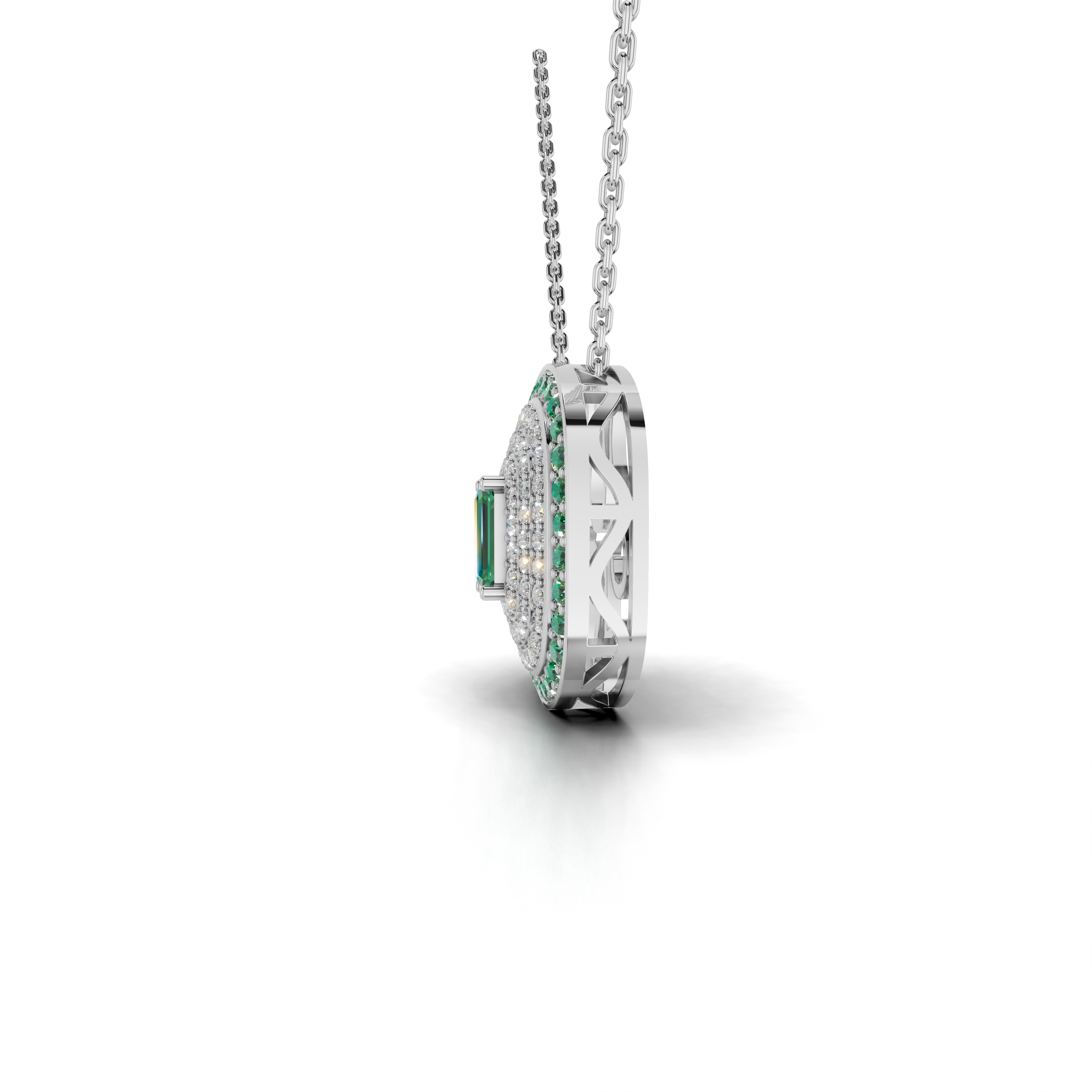 Exquisite Emerald and Diamond Pendant Necklace