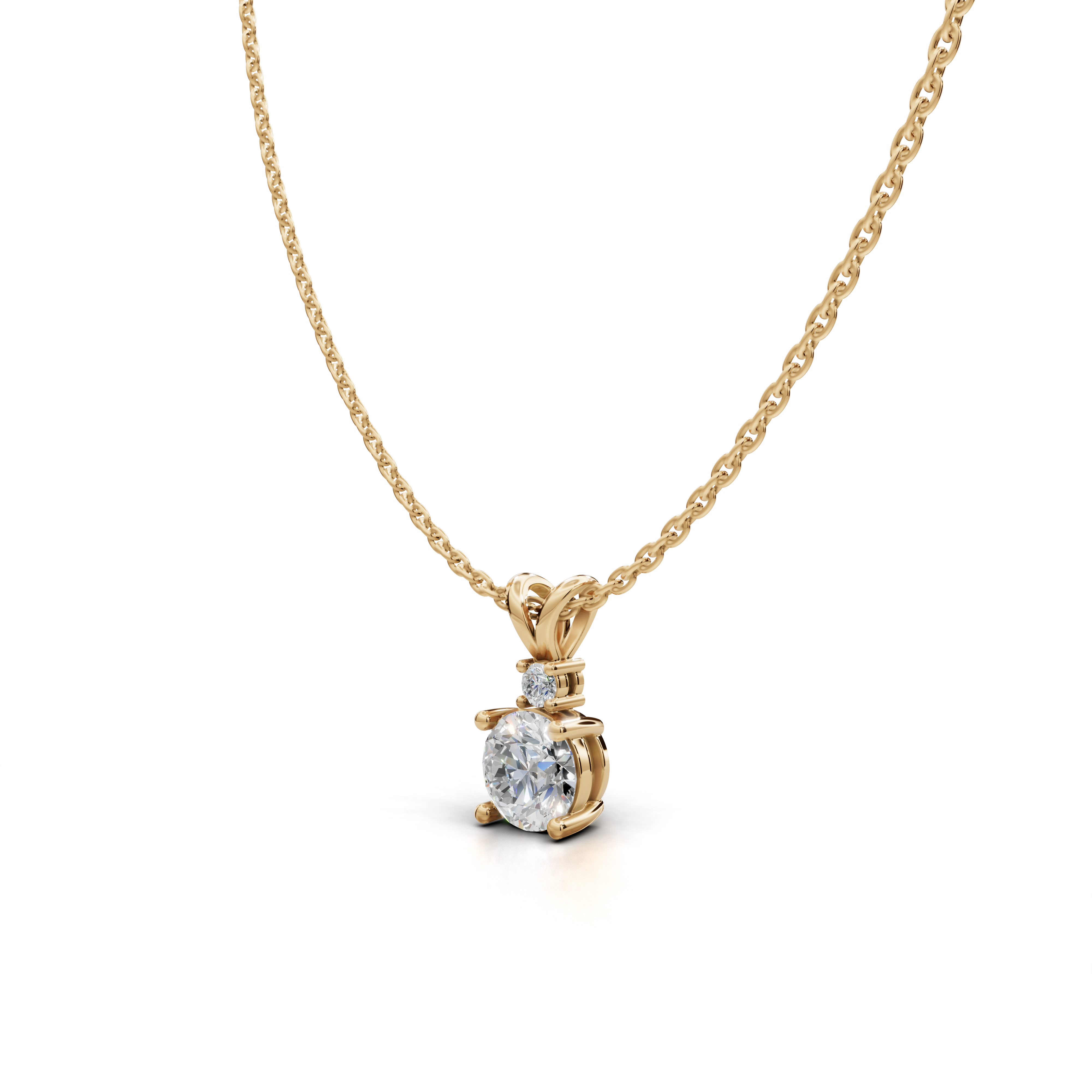 Round-Cut LGD Solitaire Pendant Necklace with Classic Single-Stone Design – LWPD-0317