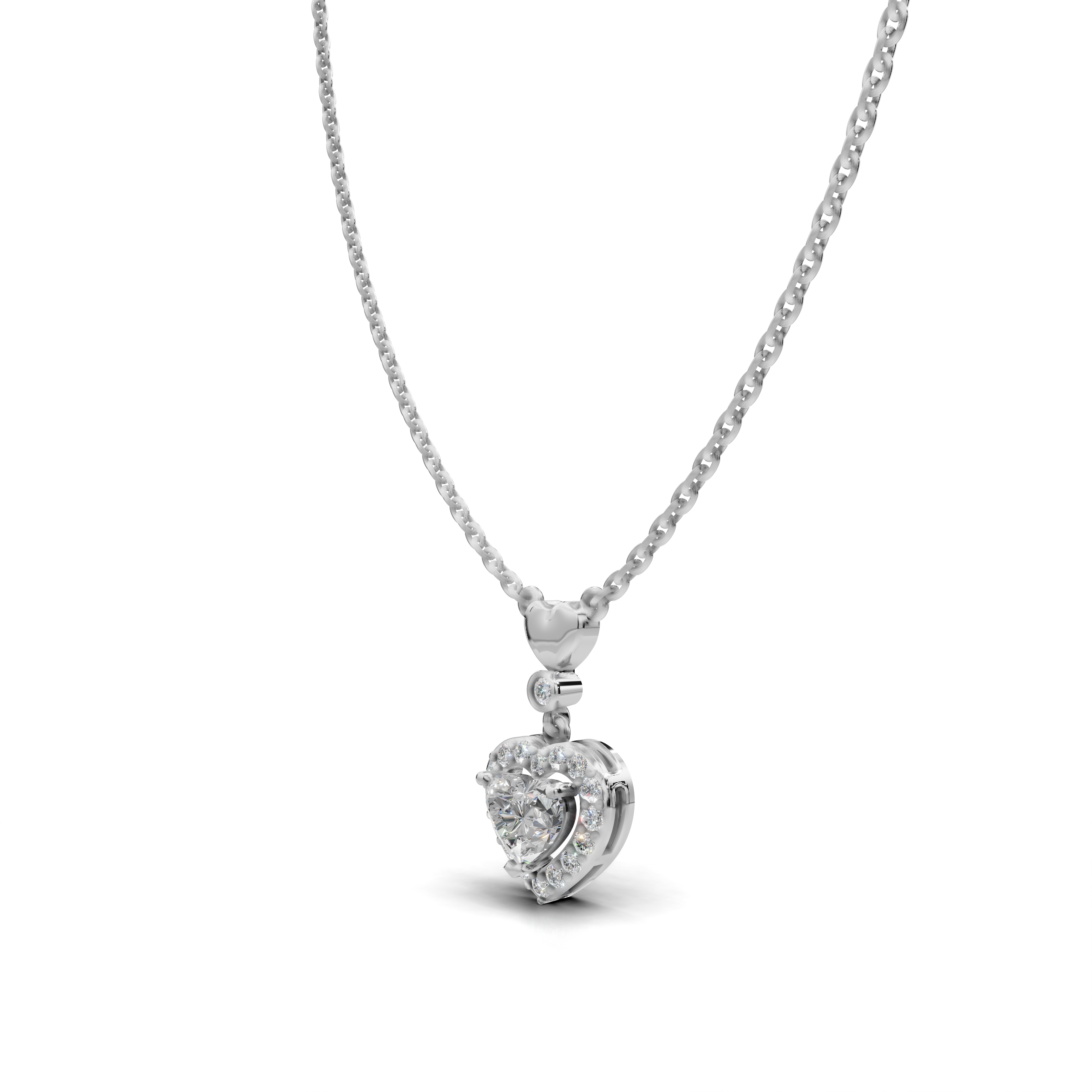 Heart-Cut LGD Halo Pendant Necklace with Romantic Diamond Surround – LWPD-0321