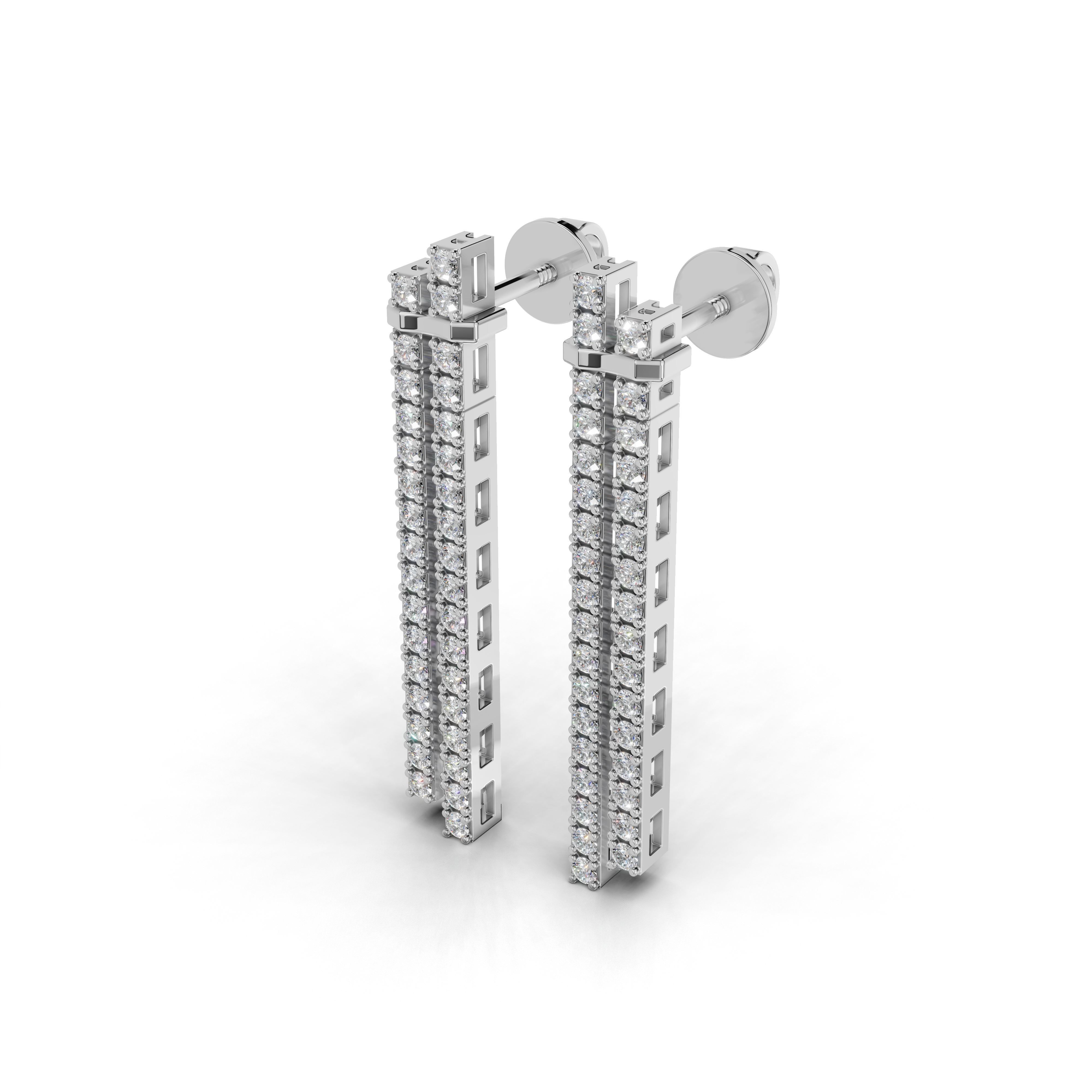 Diamond linear drop earrings