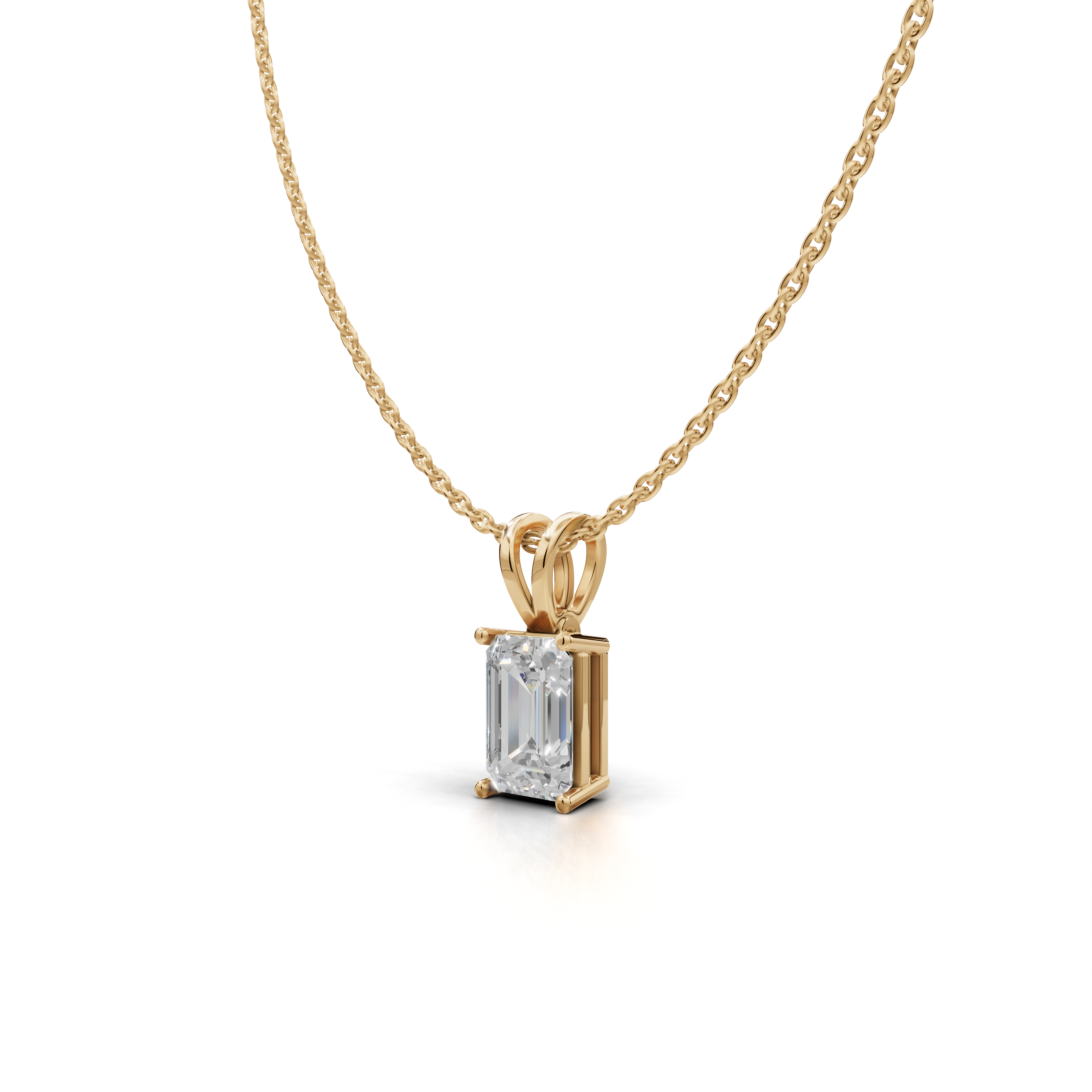 Emerald-Cut LGD Solitaire Pendant Necklace with Clean Geometric Silhouette – LWPD-0115