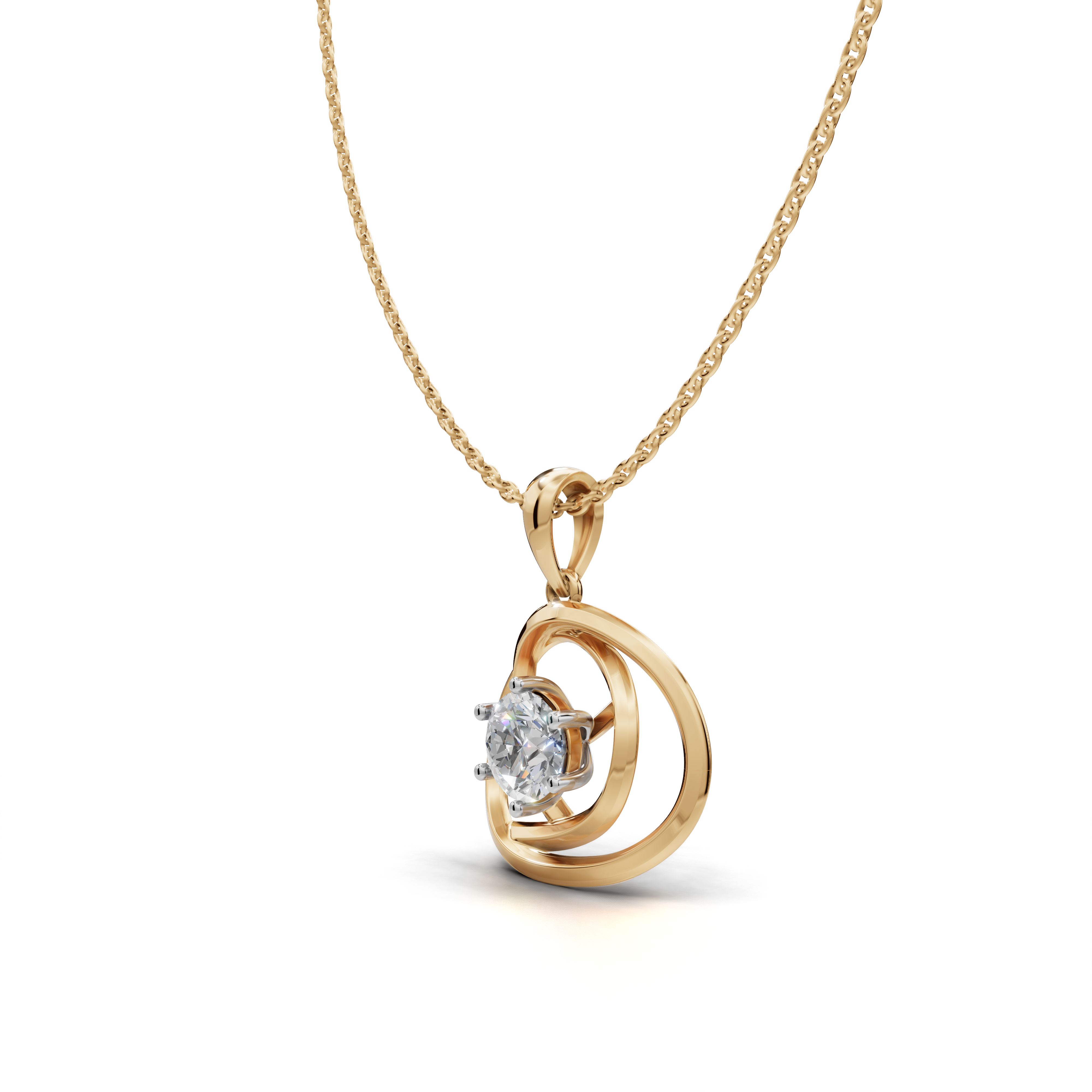 Round-Cut LGD Swirl Pendant Necklace with Circular Embrace Design – LWPD-0326