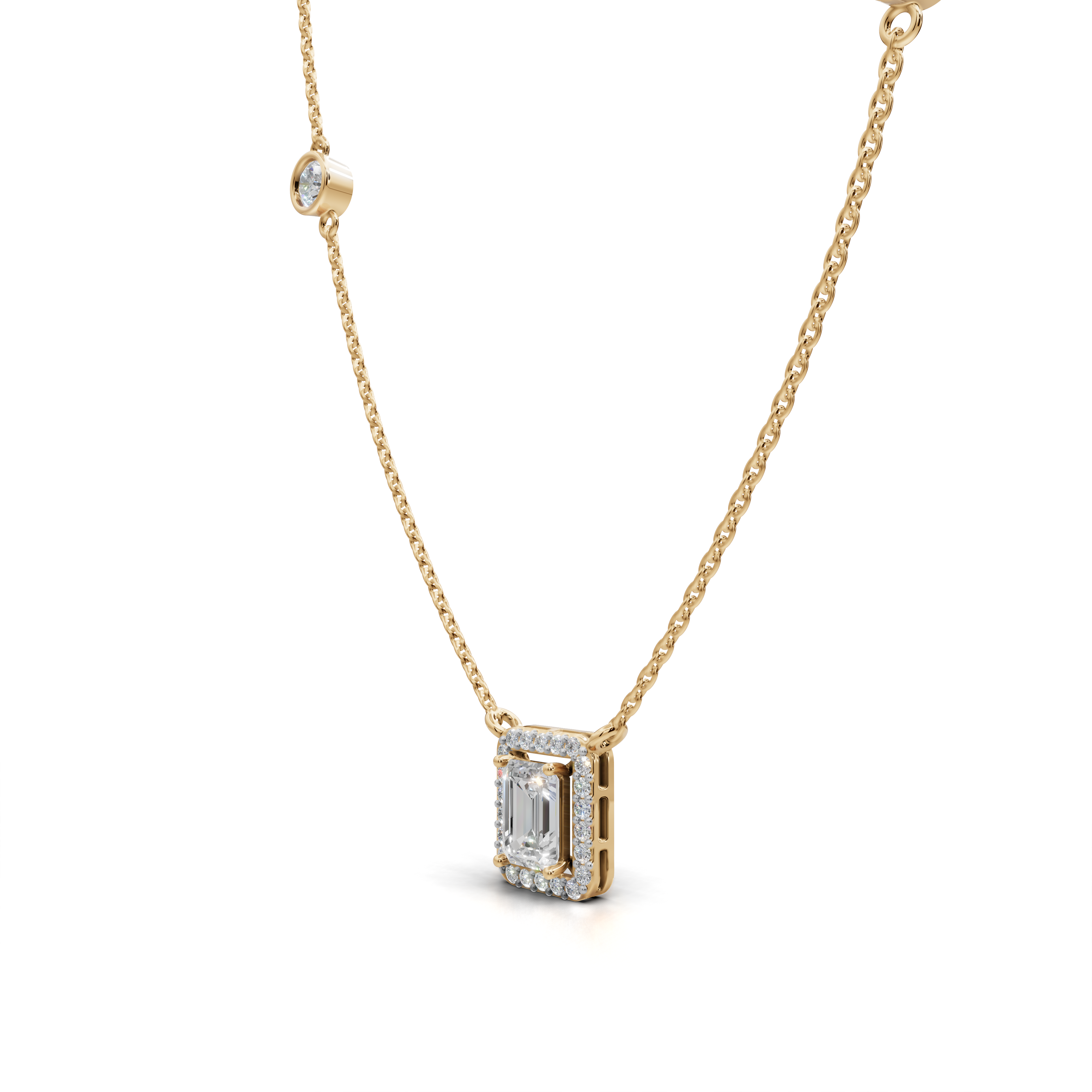 Bezel Set Diamond Necklace - LWPD-0320