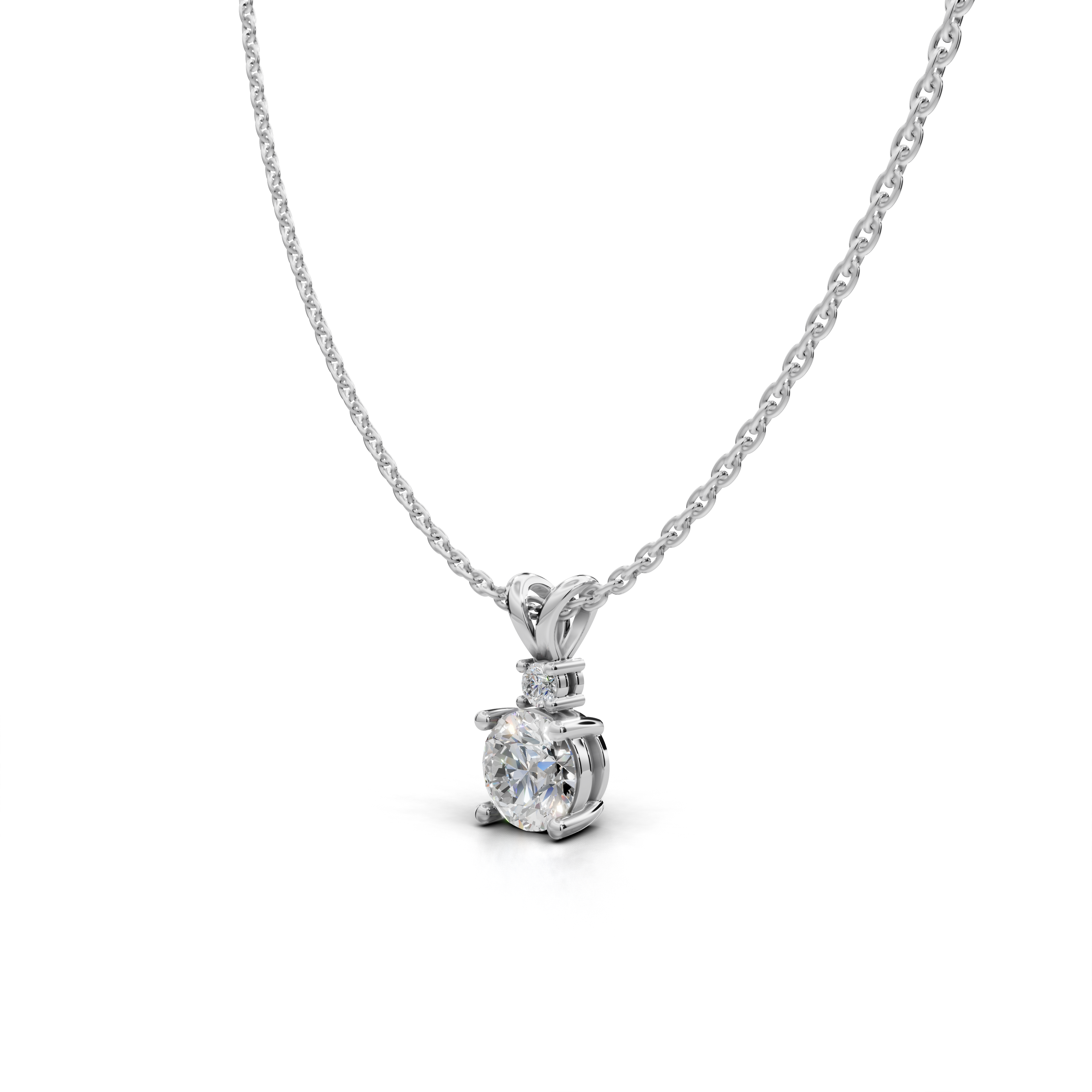 Round-Cut LGD Solitaire Pendant Necklace with Classic Single-Stone Design – LWPD-0317