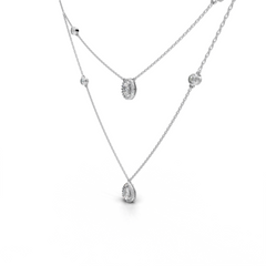 Layered LGD Double-Chain Necklace with Spaced Diamond Station Pattern – LWPD-0323
