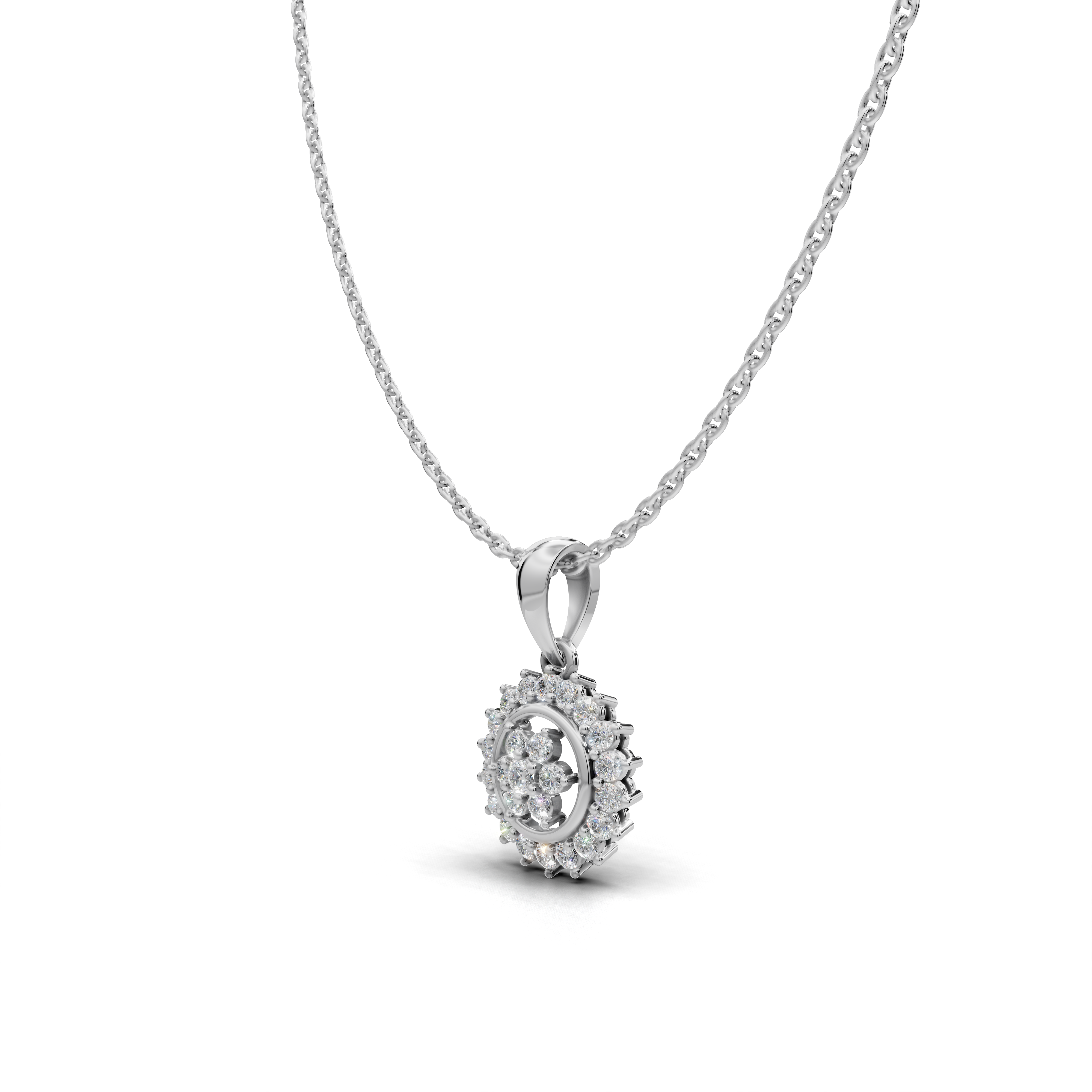 Circular Floral Diamond Pendant - LWPD-0324