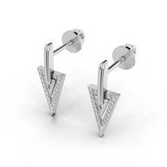 Geometric Triangle LGD Drop Earrings with Minimalist Diamond Outline – LWPD-0329-ER