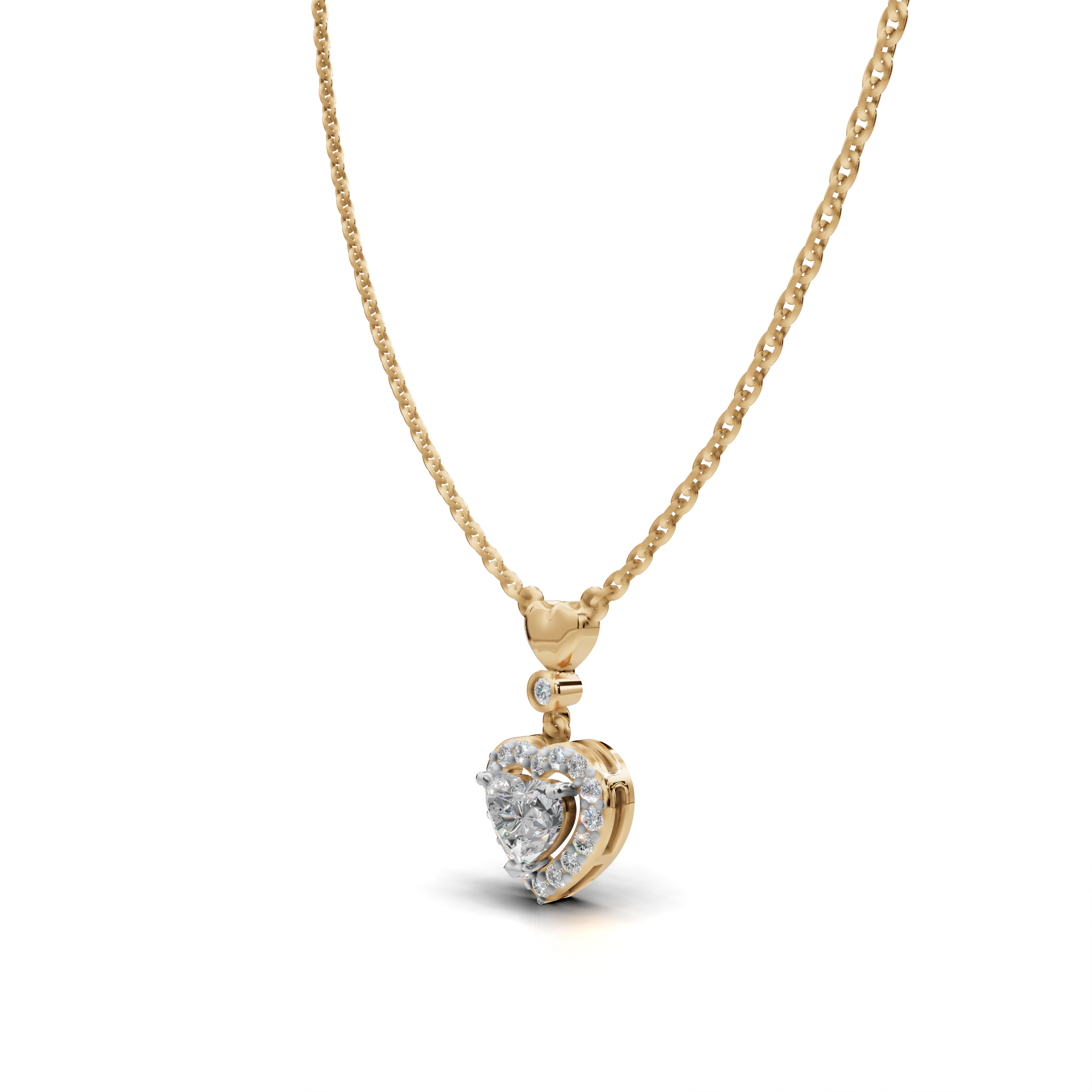 Heart-Cut LGD Halo Pendant Necklace with Romantic Diamond Surround – LWPD-0321