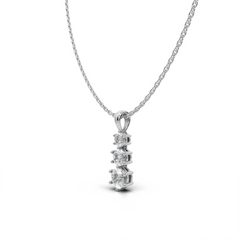 Three Round LGD Vertical Trilogy Pendant Necklace with Linear Arrangement – LWPD-0318