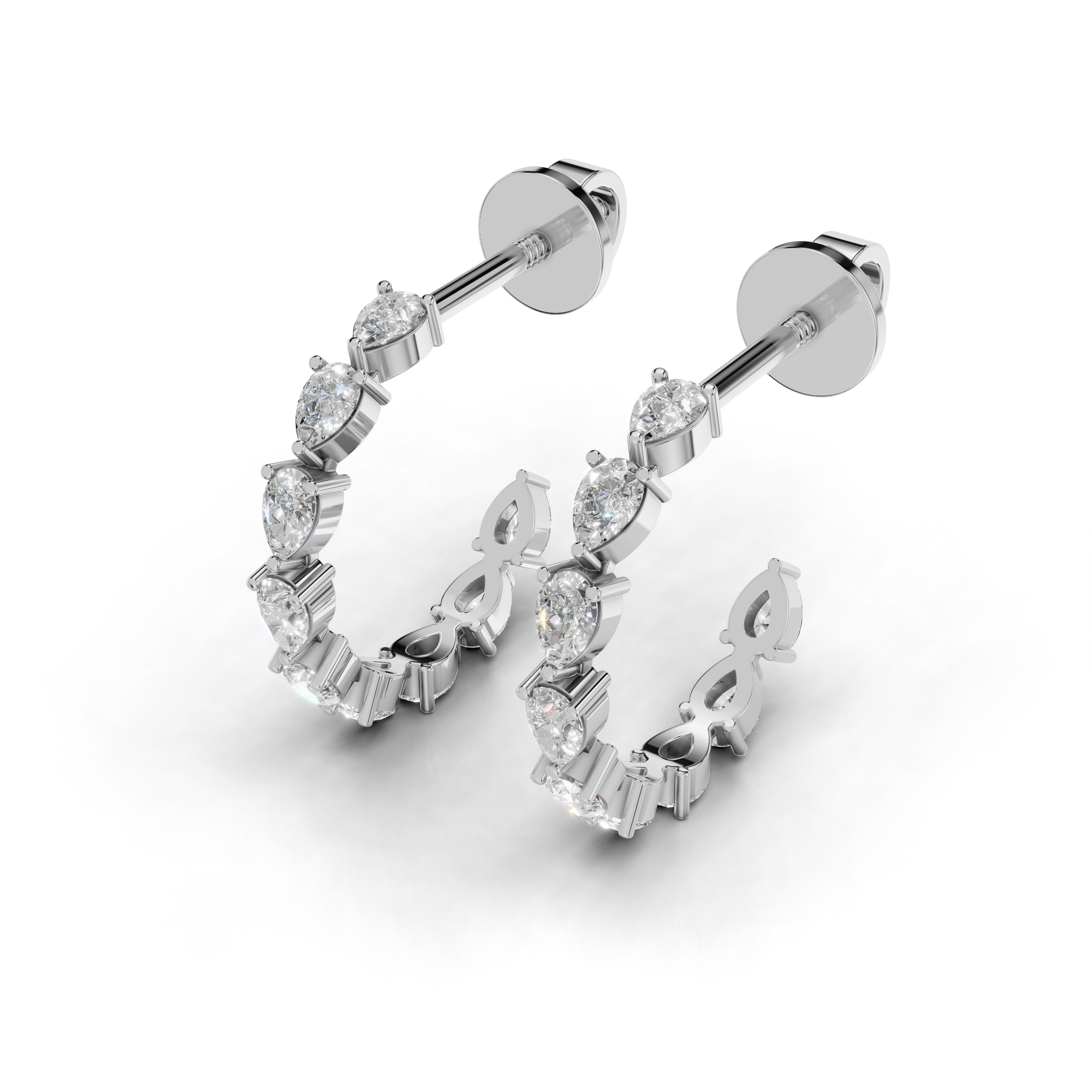 Elegant Diamond Hoop Earrings set - HPER-0008