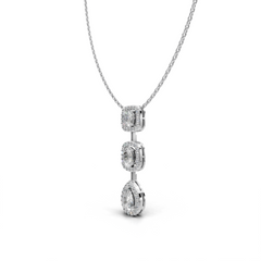Teardrop LGD Pendant Necklace with Square, Cushion & Pear-Shaped Diamond Arrangement – LWPD-0322