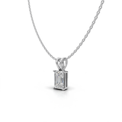 Emerald-Cut LGD Solitaire Pendant Necklace with Clean Geometric Silhouette – LWPD-0115