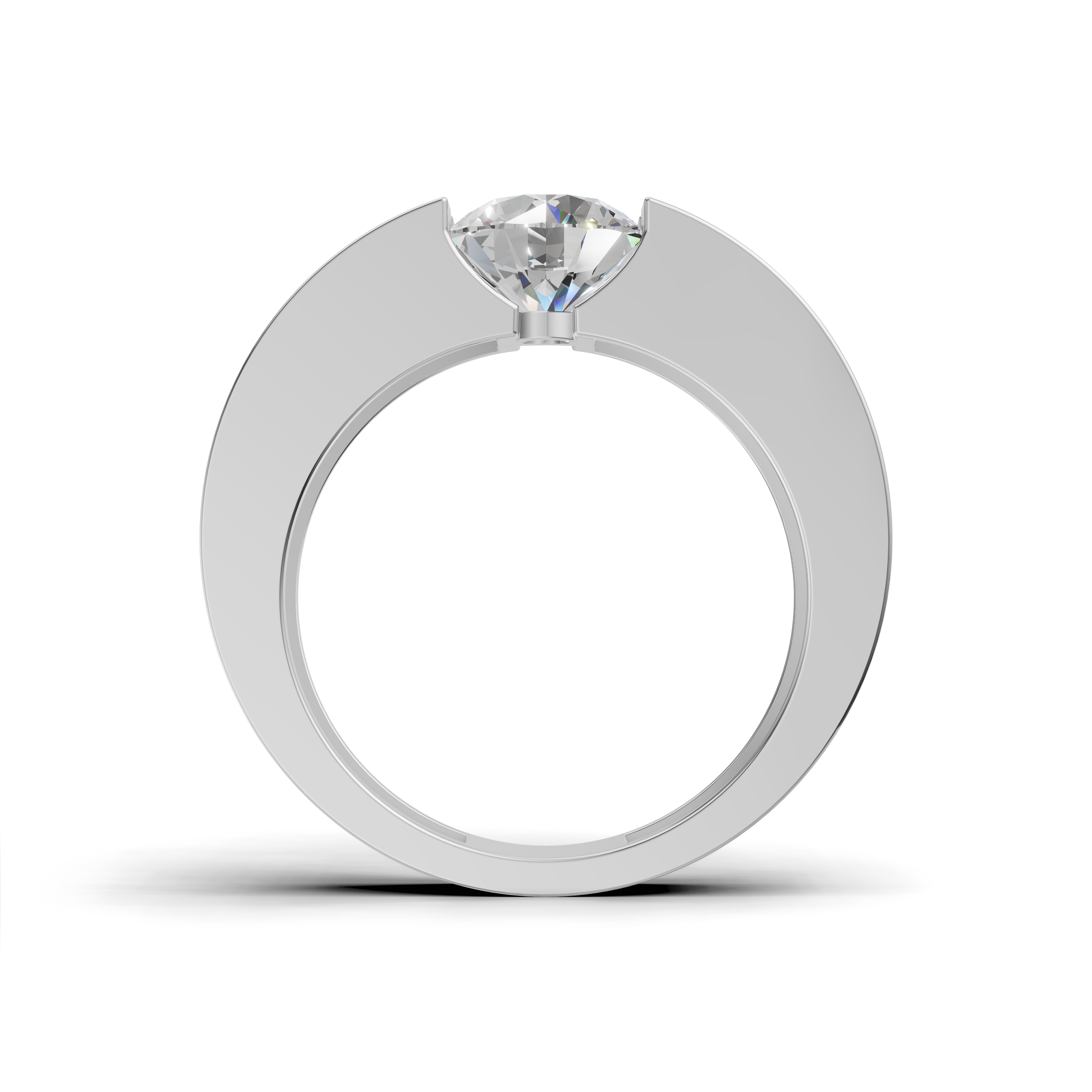 Round Brilliant LGD Geometric Engagement Ring with Bold Wide-Band Design – HWGR-0197