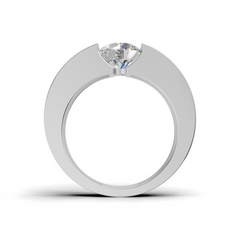 Round Brilliant LGD Geometric Engagement Ring with Bold Wide-Band Design – HWGR-0197