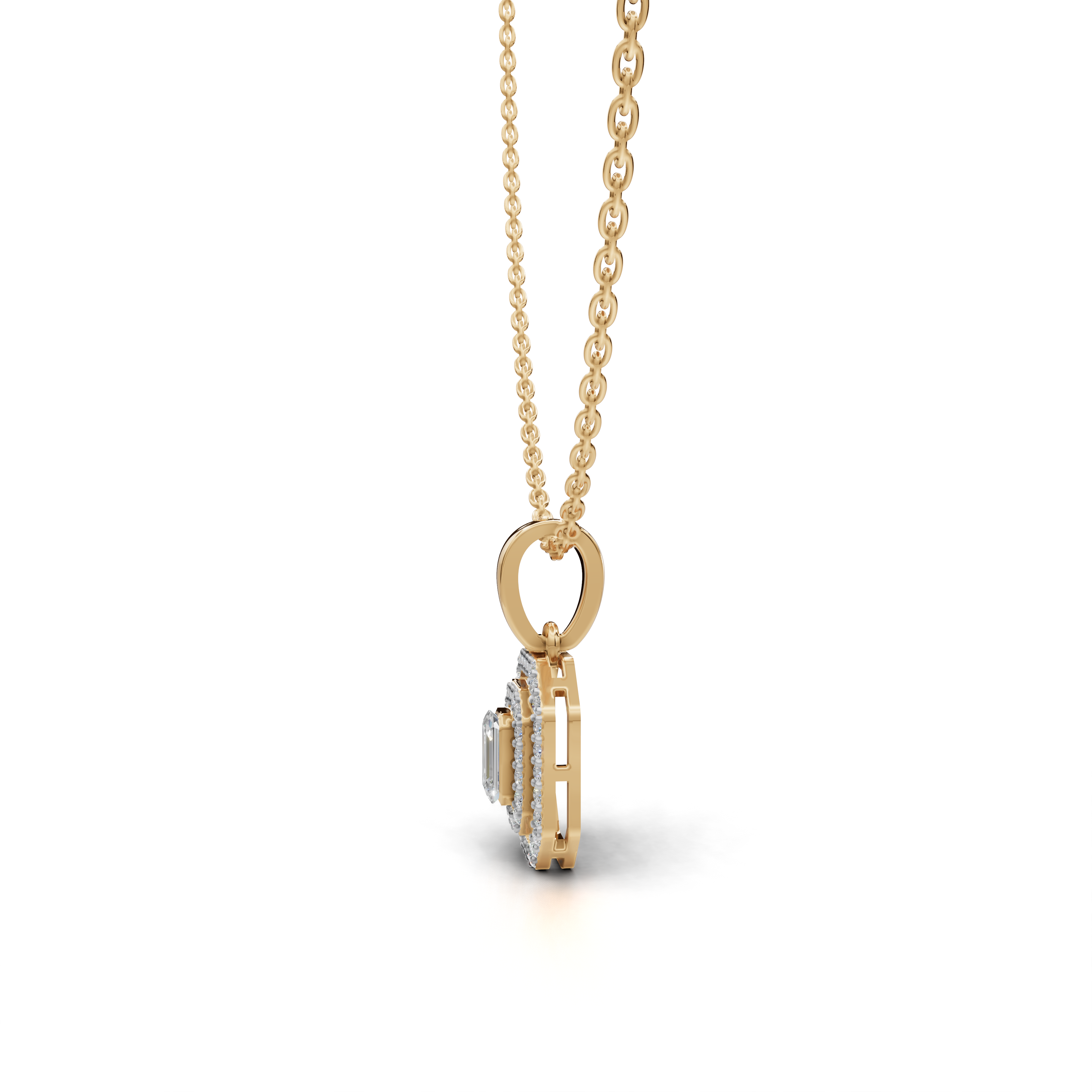 Emerald cut Diamond Pendant - LWPD-0178A