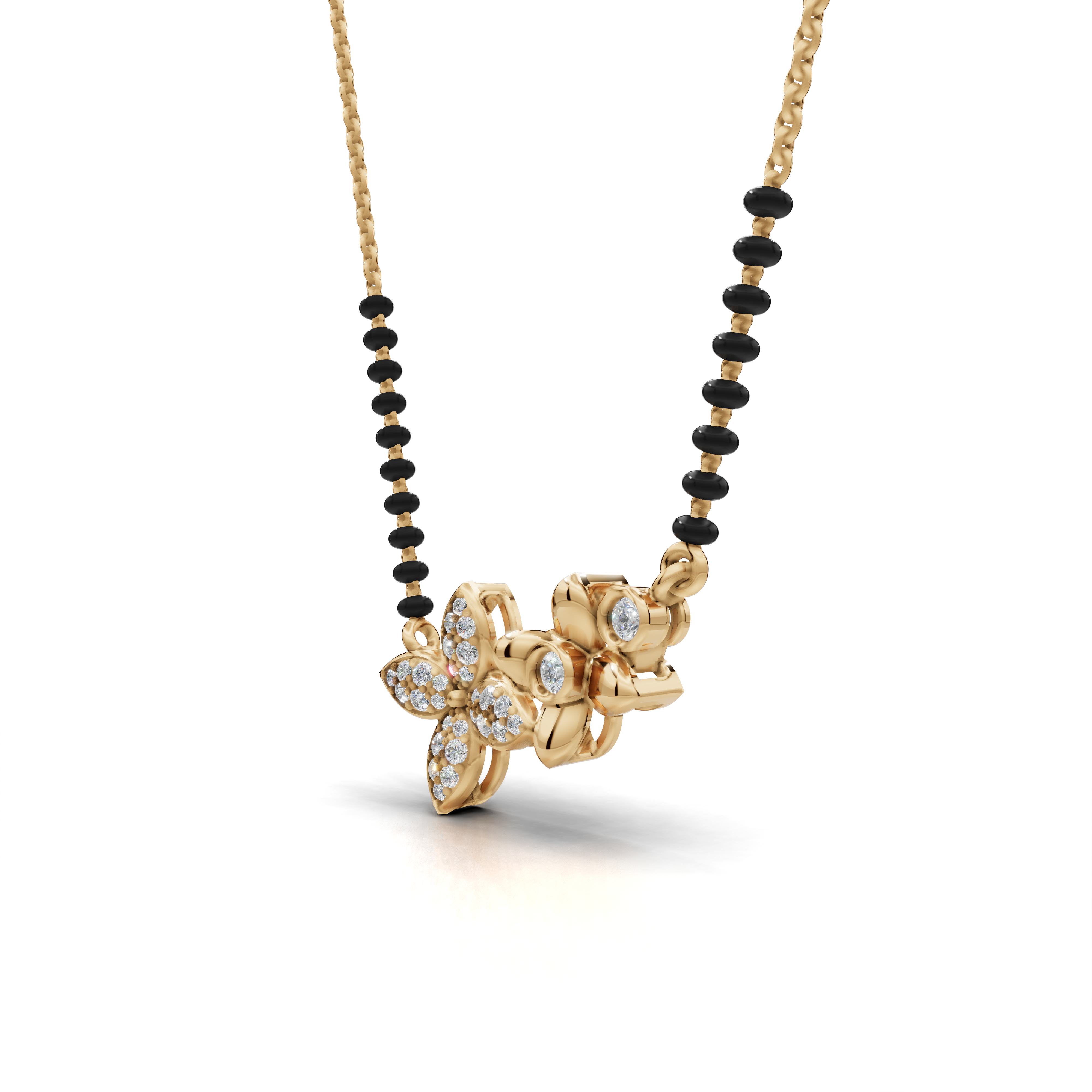 Diamond Mangalsutra Pendant - Floral Design