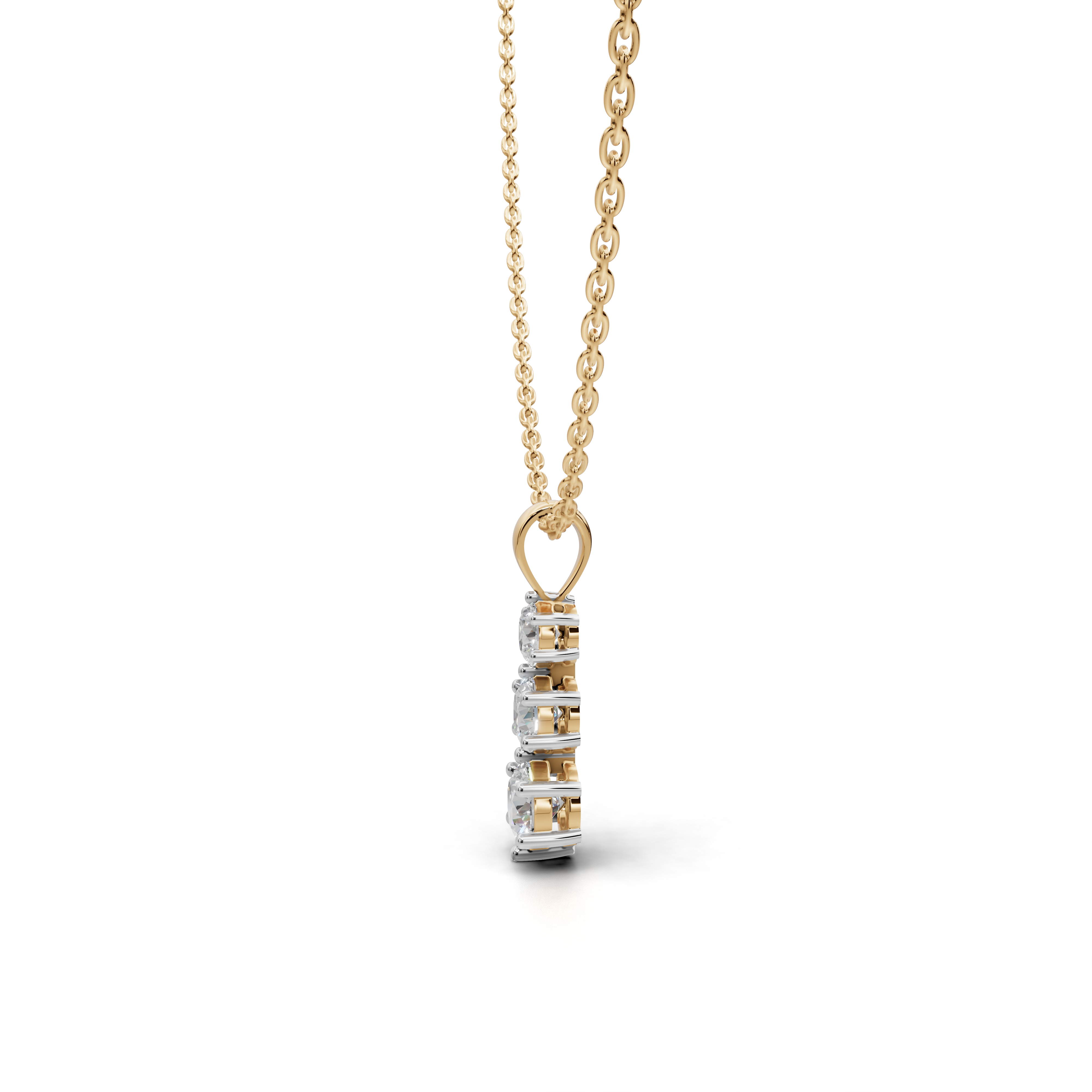 Three Round LGD Vertical Trilogy Pendant Necklace with Linear Arrangement – LWPD-0318