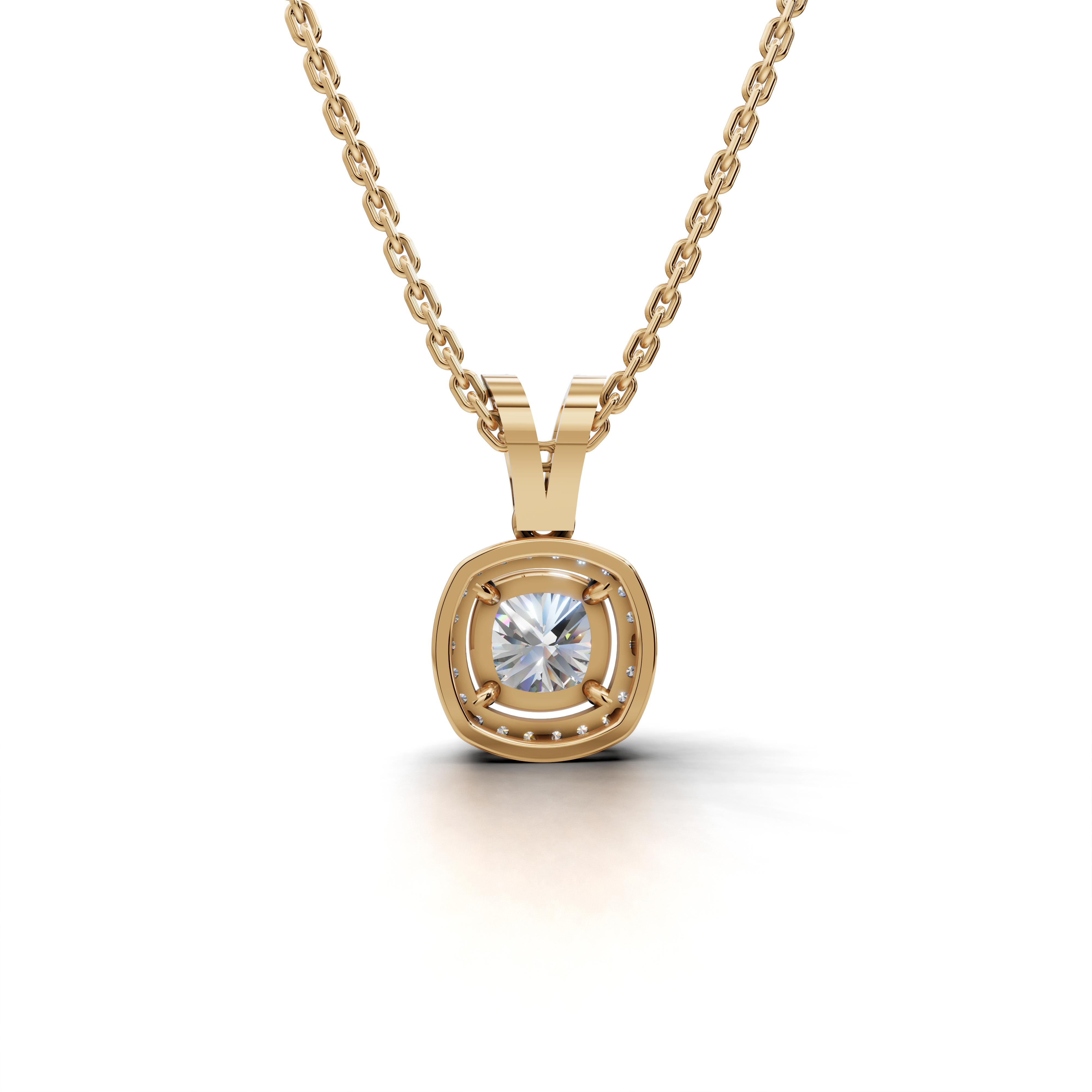 Exquisite Cushion-Cut Diamond Halo Pendant