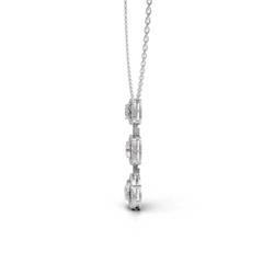 Teardrop LGD Pendant Necklace with Square, Cushion & Pear-Shaped Diamond Arrangement – LWPD-0322