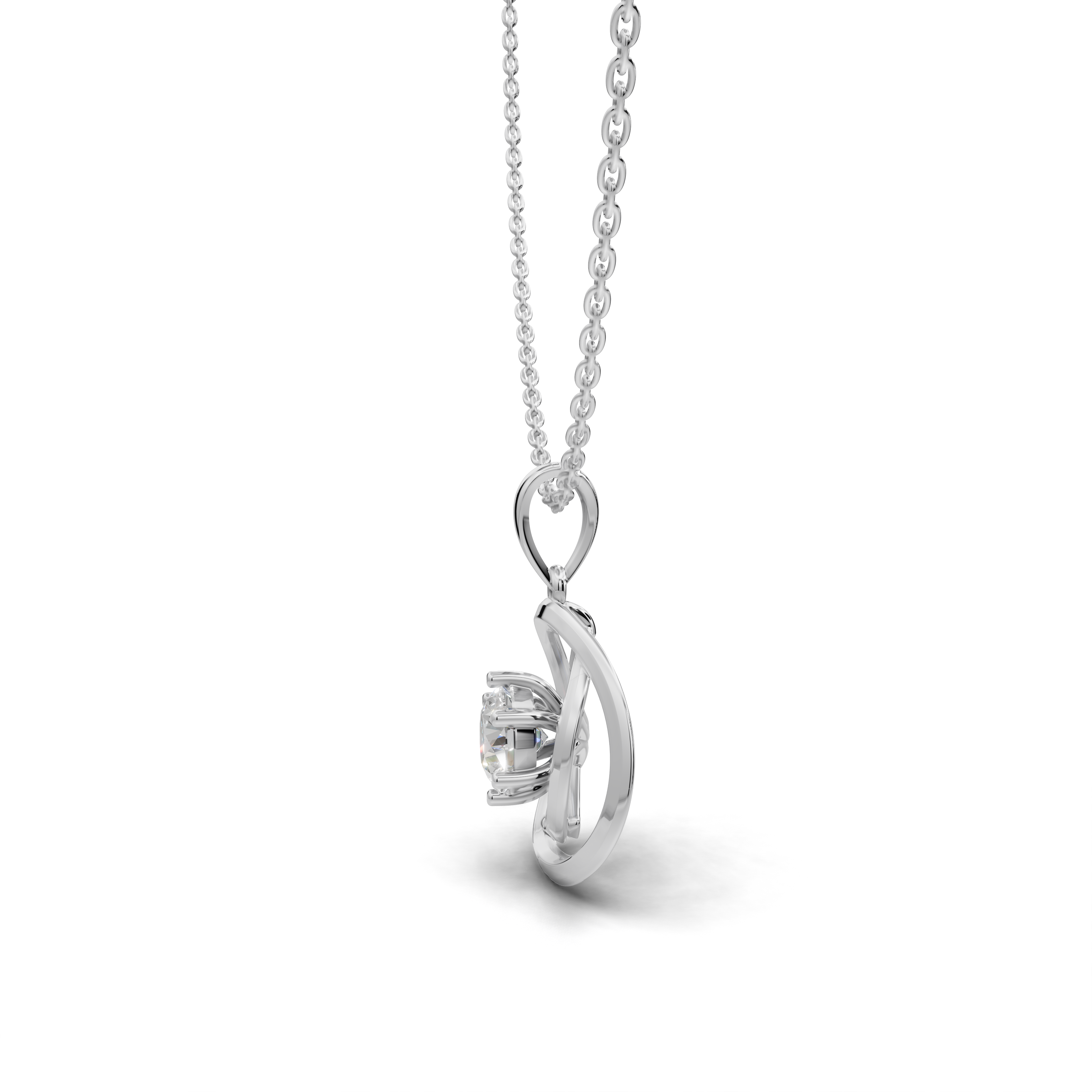Round-Cut LGD Swirl Pendant Necklace with Circular Embrace Design – LWPD-0326