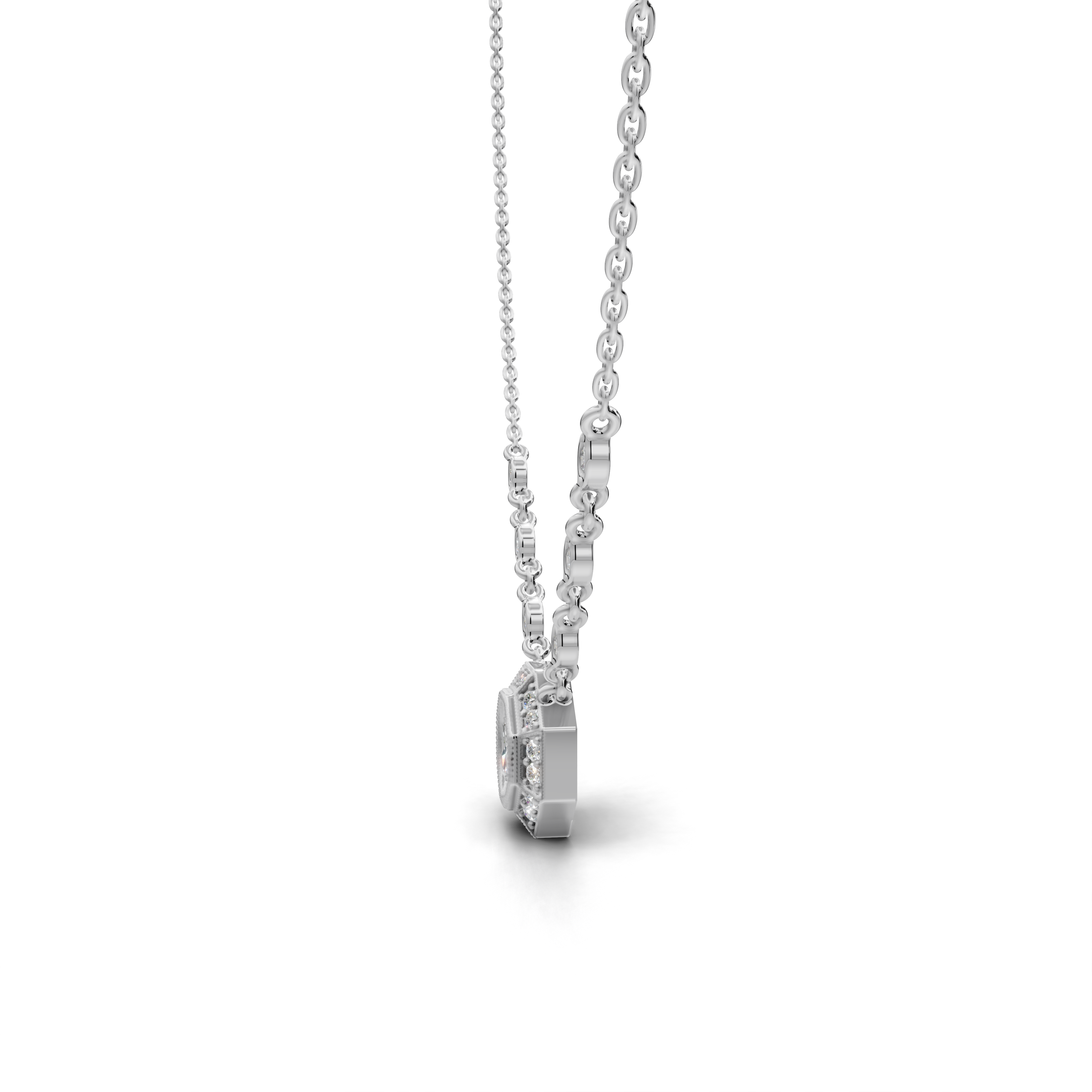 Octagon Diamond Pendant Necklace - LWPD-0234A