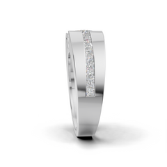 Round Brilliant LGD Geometric Engagement Ring with Bold Wide-Band Design – HWGR-0197