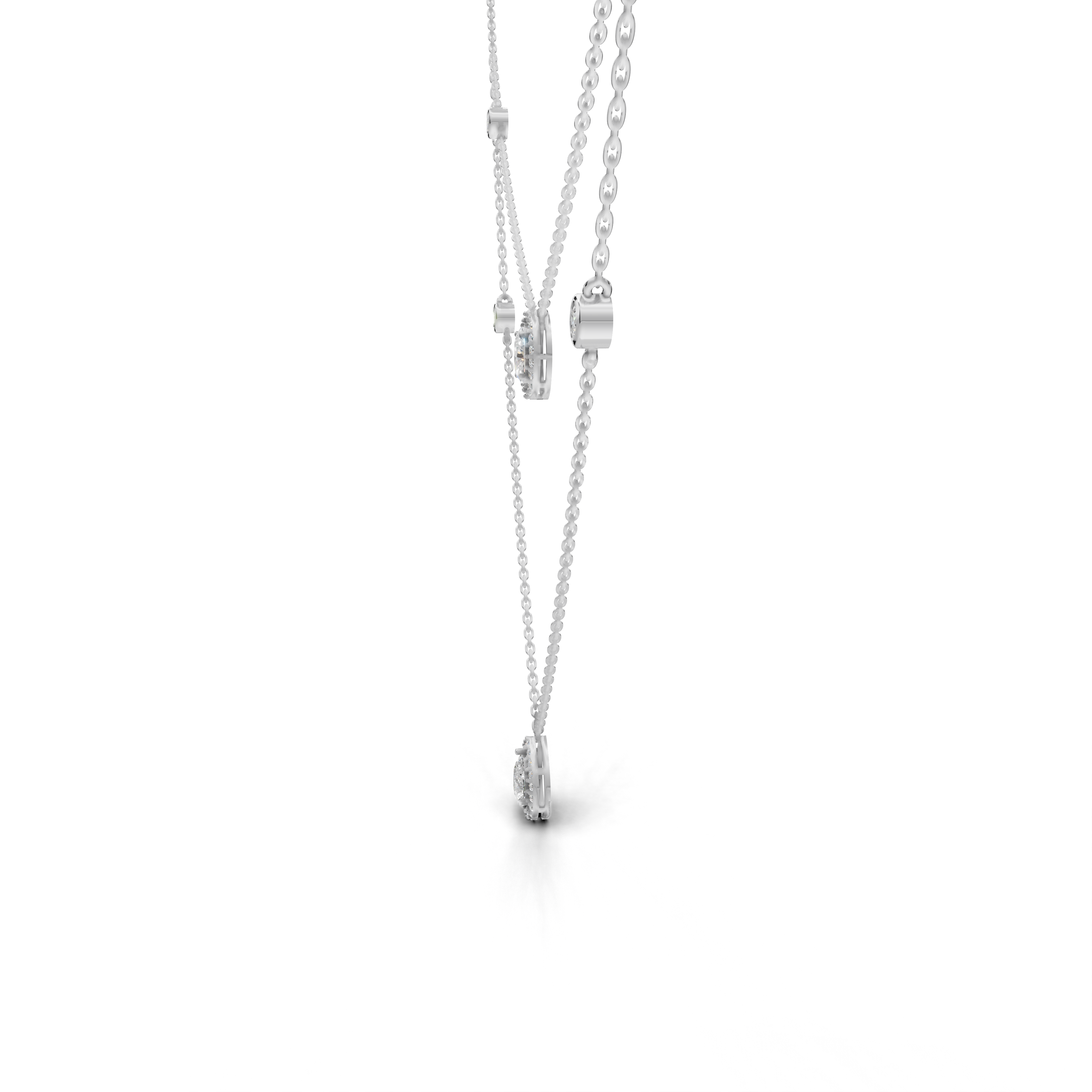 Layered LGD Double-Chain Necklace with Spaced Diamond Station Pattern – LWPD-0323