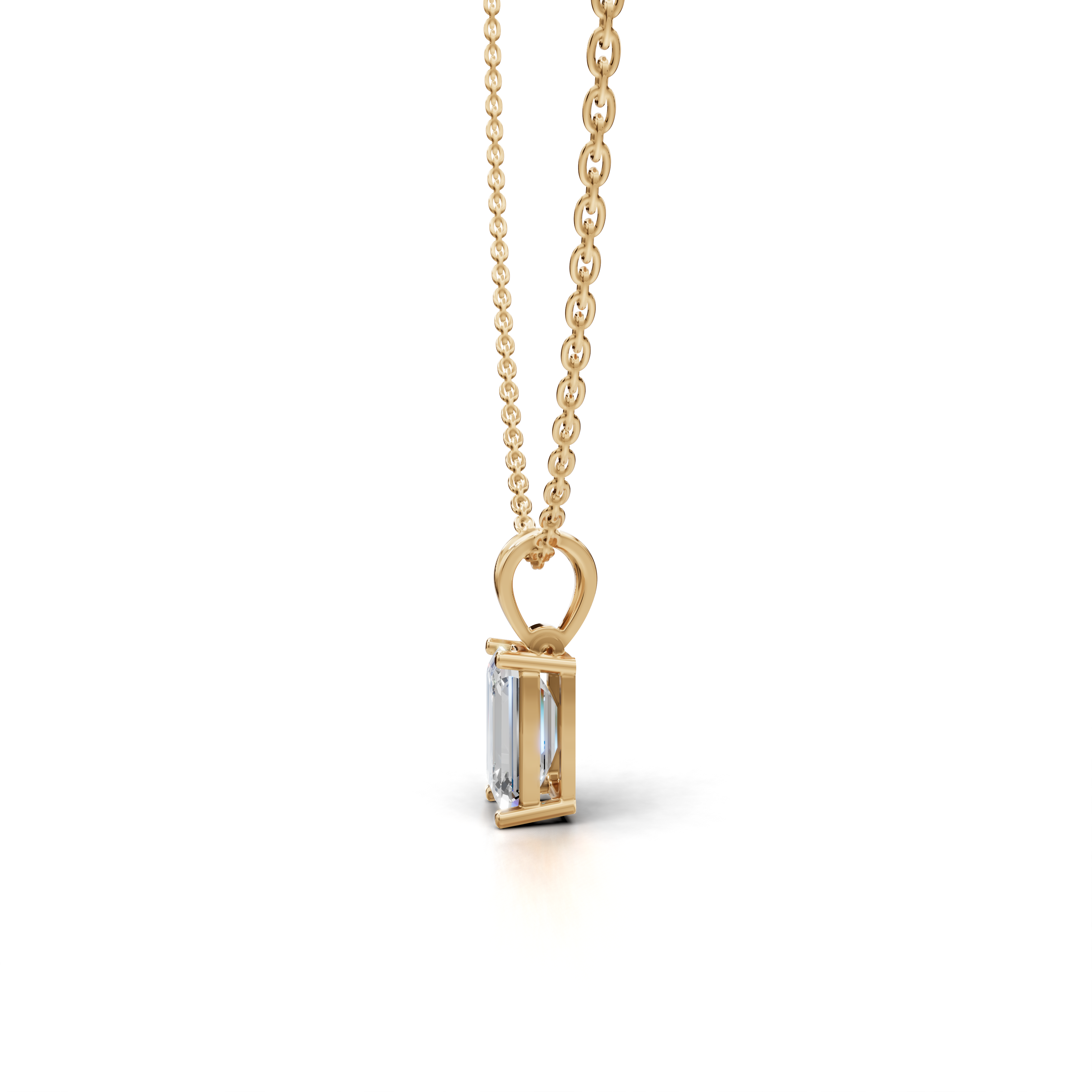 Emerald-Cut LGD Solitaire Pendant Necklace with Clean Geometric Silhouette – LWPD-0115