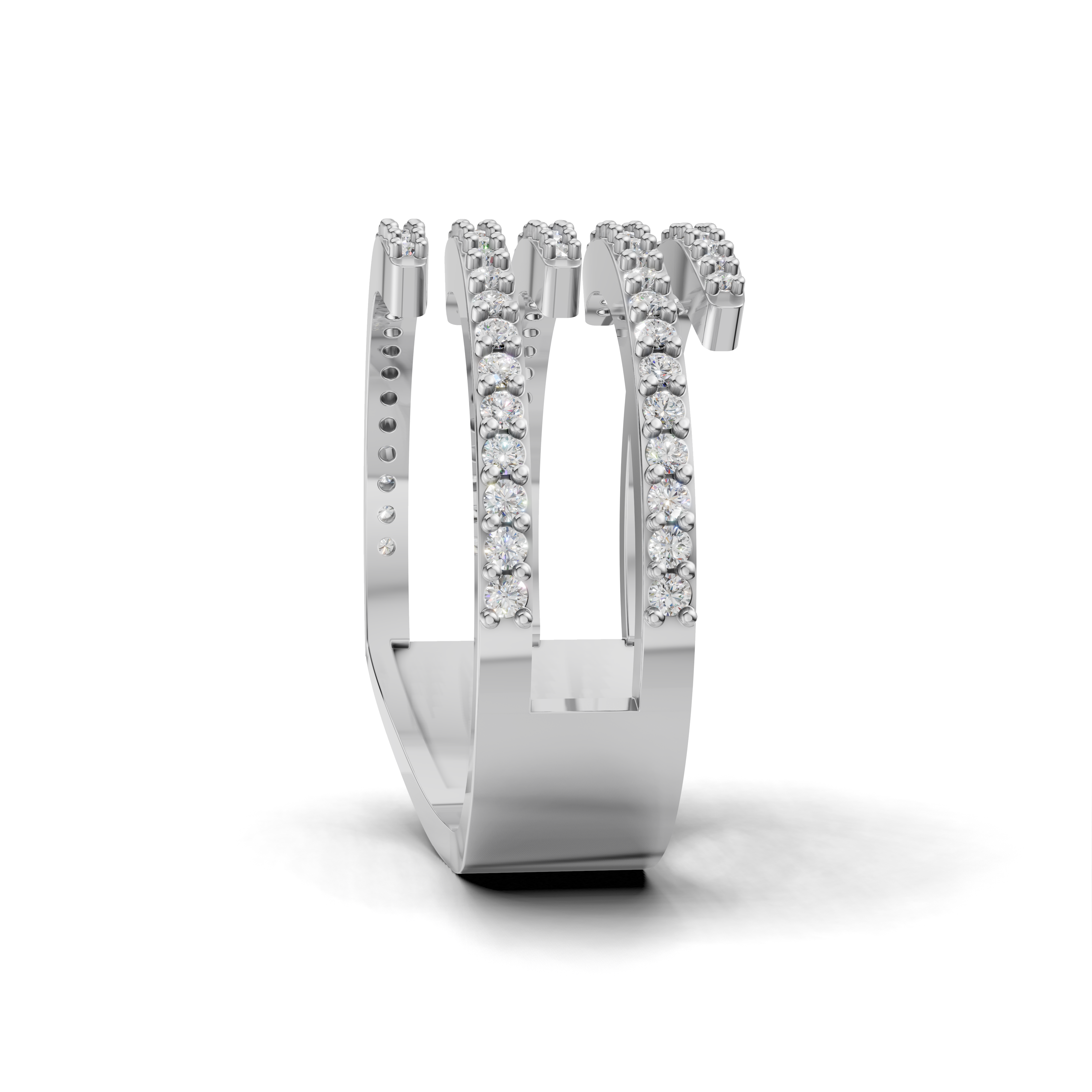 Round LGD Spiral Multi-Band Ring with Flowing Diamond Swirl Pattern – HWLR-0081
