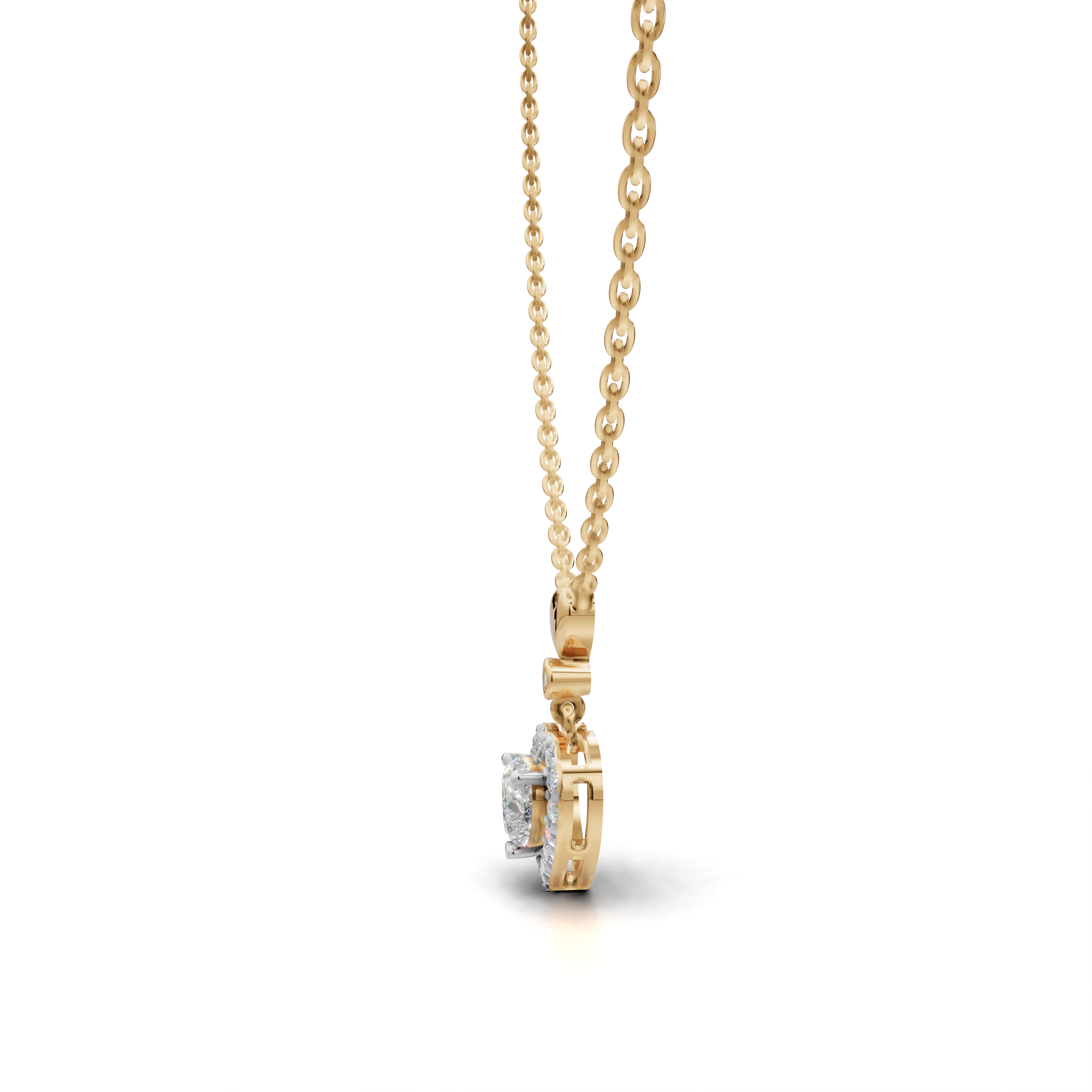 Heart-Cut LGD Halo Pendant Necklace with Romantic Diamond Surround – LWPD-0321