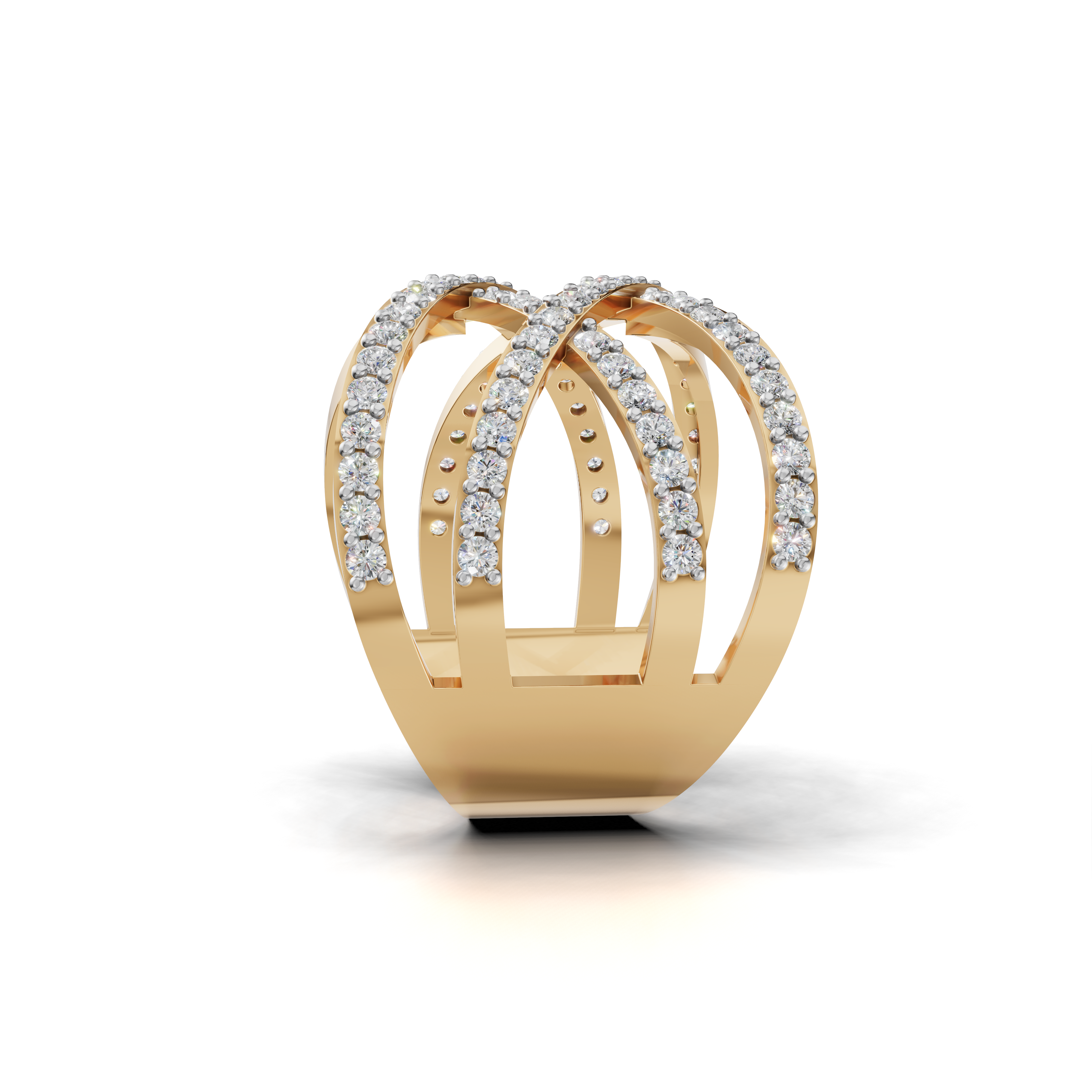 Criss-Cross LGD Open X-Motif Multi-Band Diamond Ring – HWLR-0084