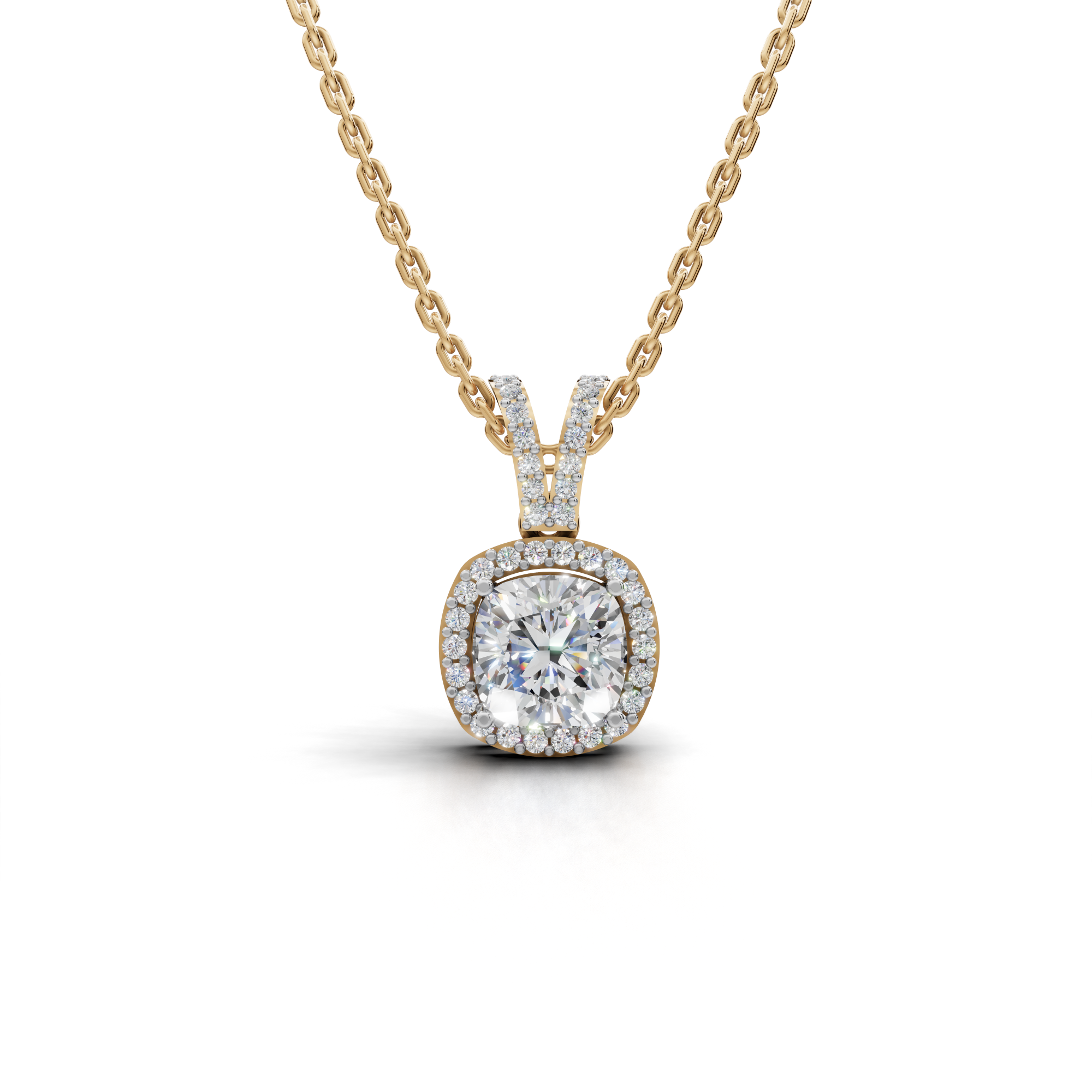 Exquisite Cushion-Cut Diamond Halo Pendant